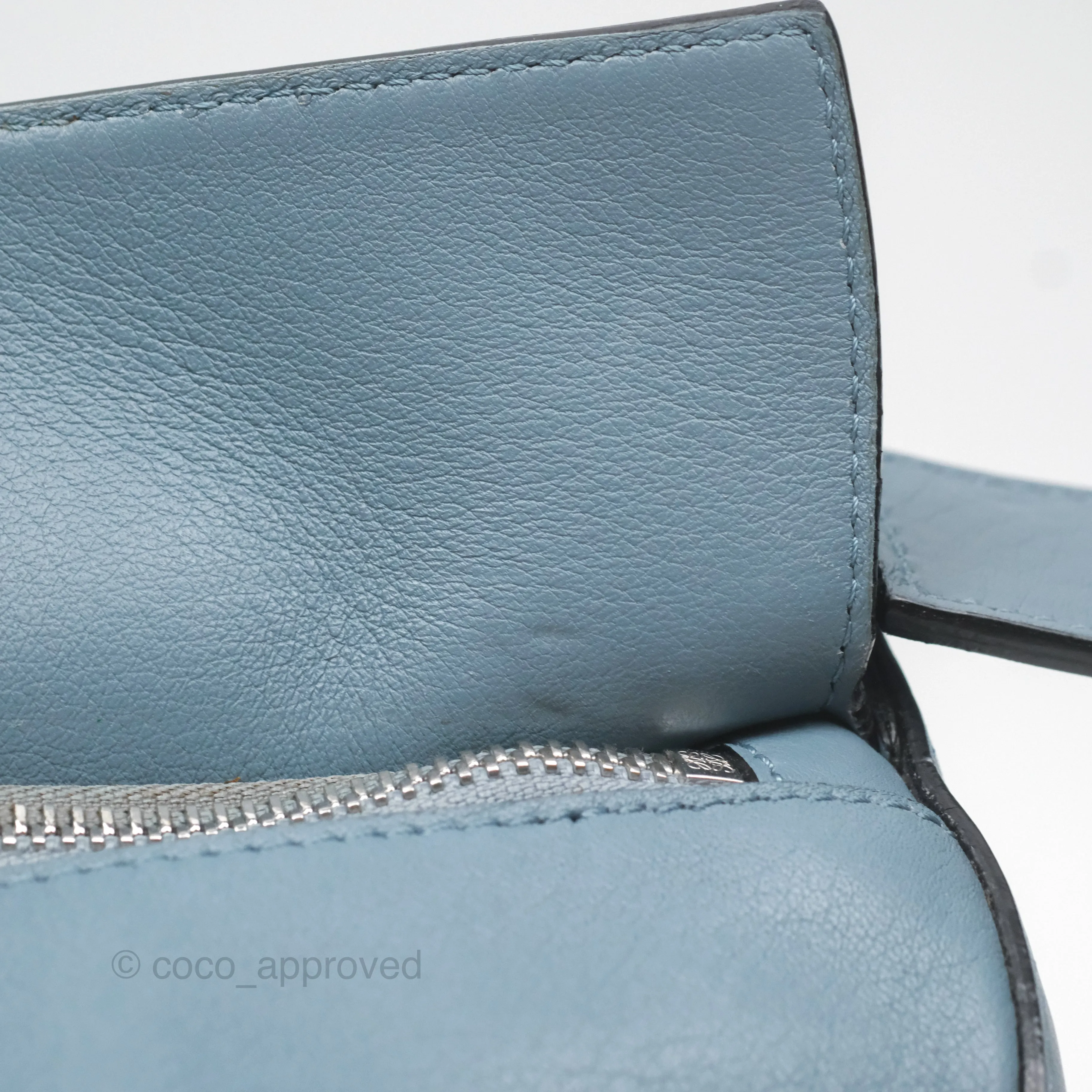 Loewe Small Puzzle Bag Blue Calfskin Silver Hardware