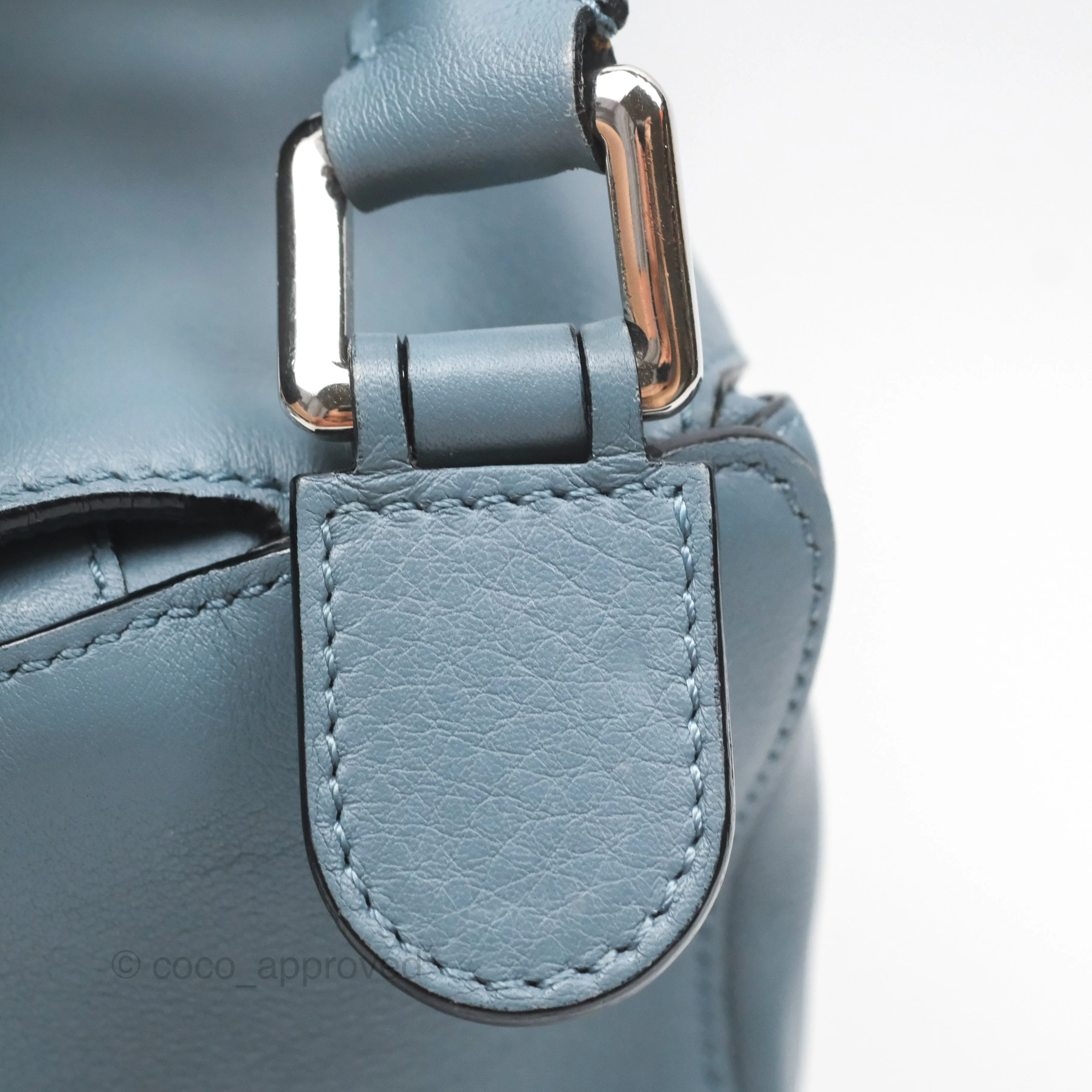 Loewe Small Puzzle Bag Blue Calfskin Silver Hardware