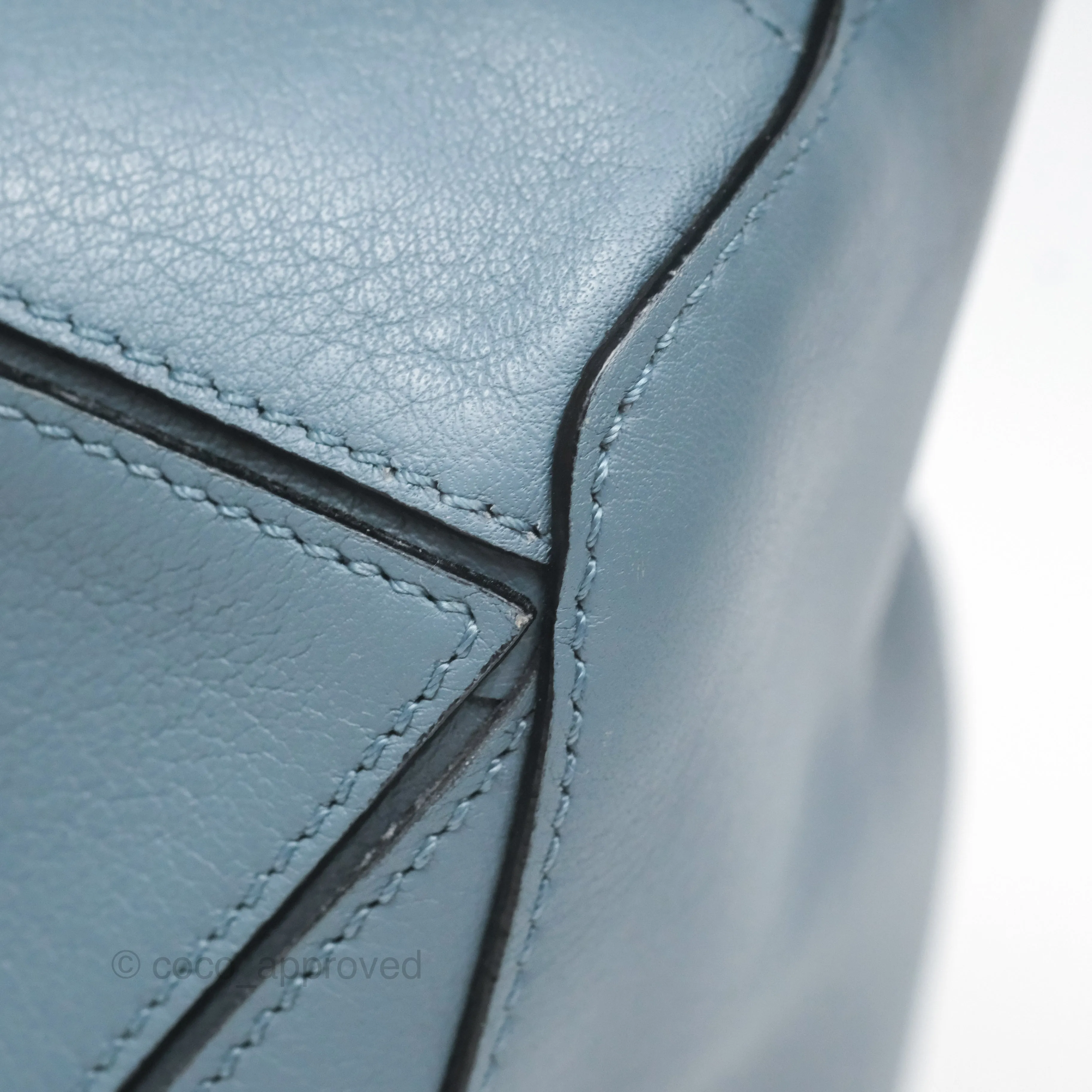 Loewe Small Puzzle Bag Blue Calfskin Silver Hardware