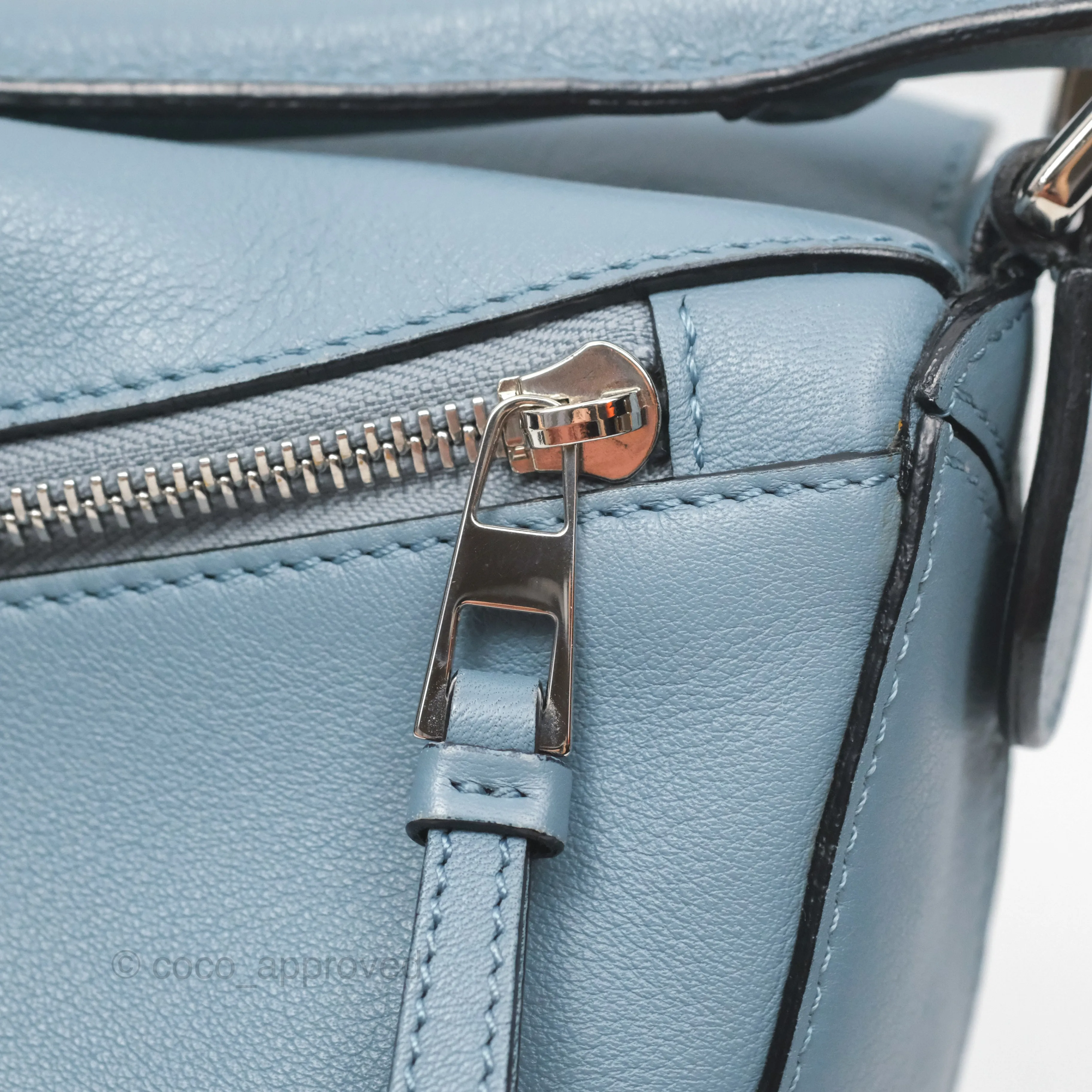 Loewe Small Puzzle Bag Blue Calfskin Silver Hardware