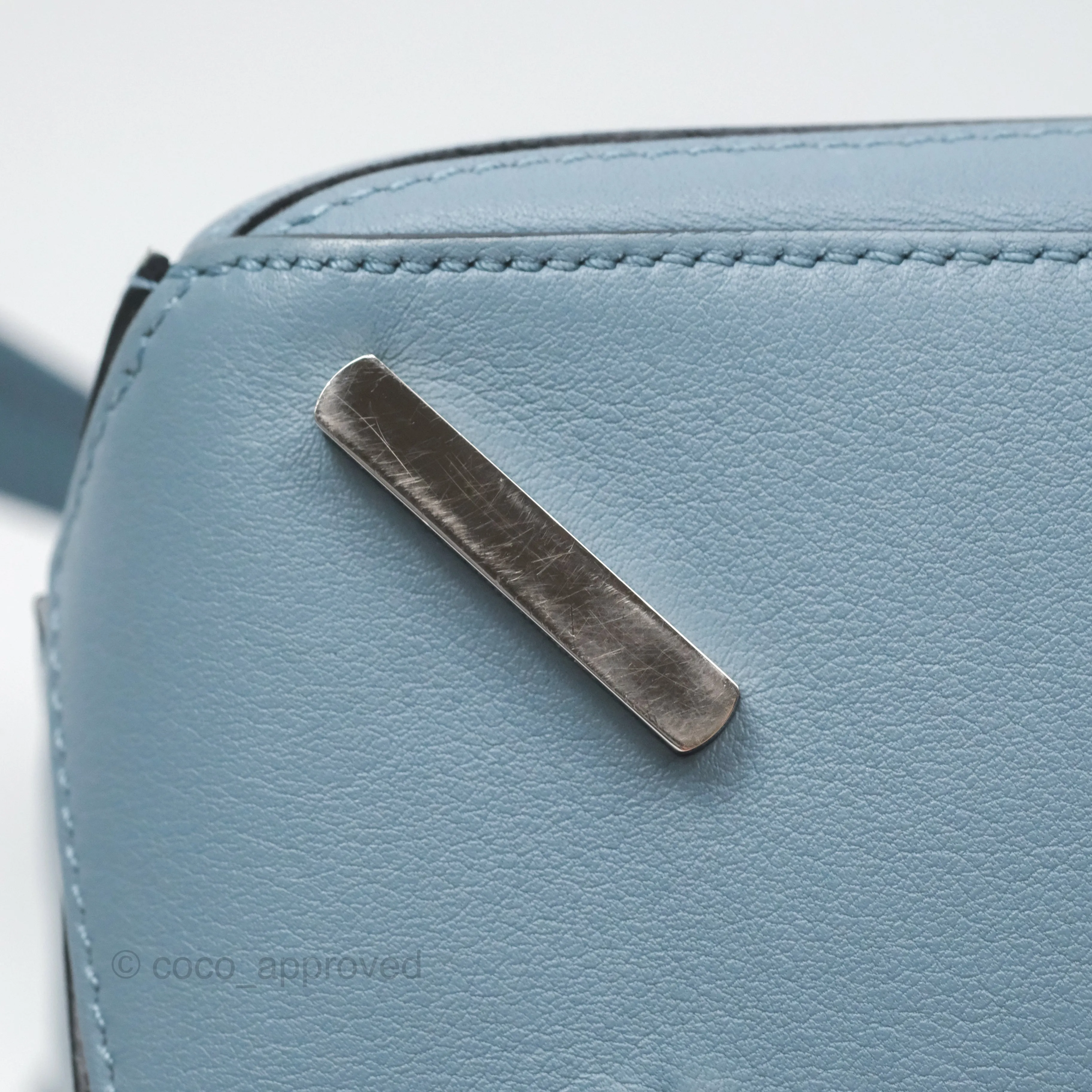 Loewe Small Puzzle Bag Blue Calfskin Silver Hardware