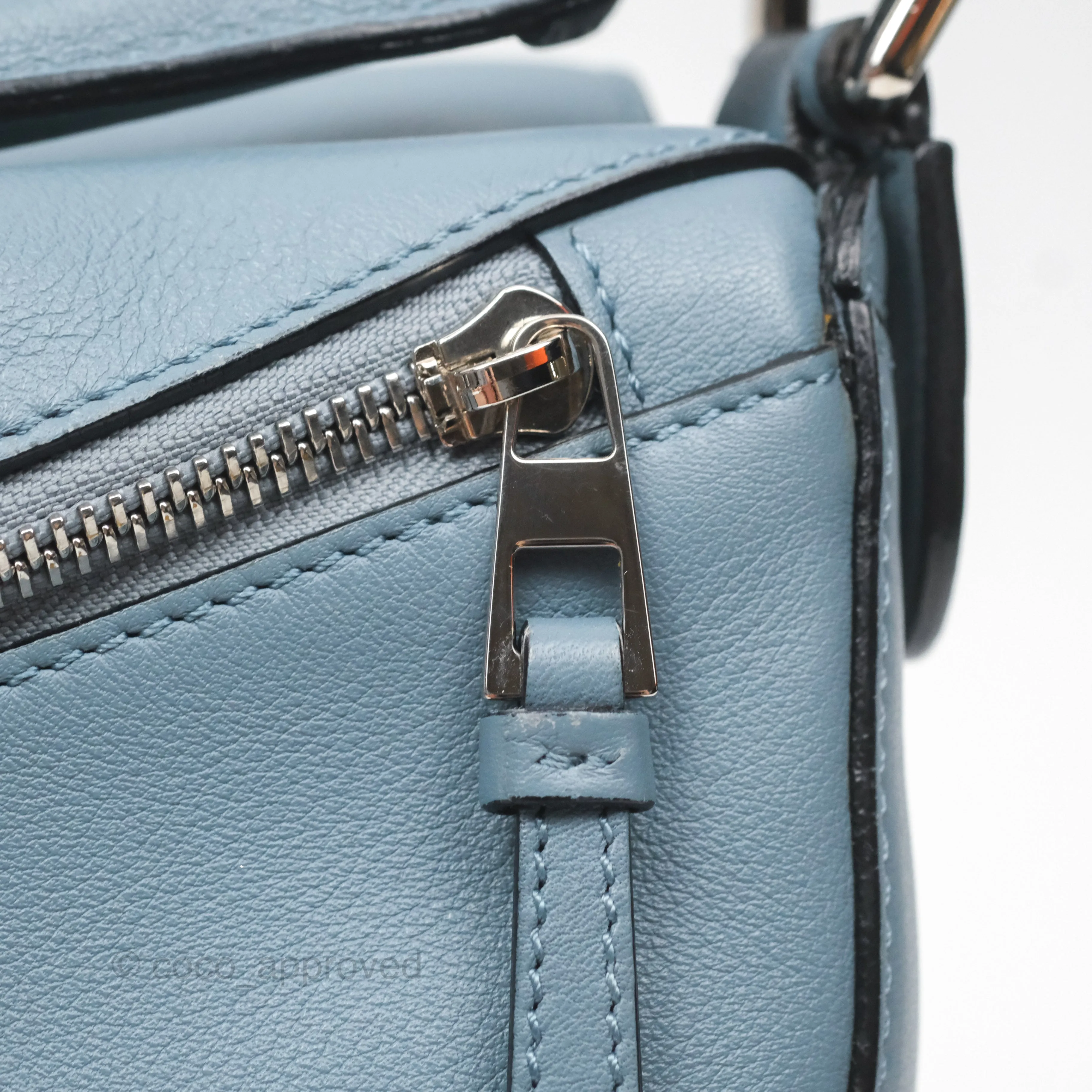 Loewe Small Puzzle Bag Blue Calfskin Silver Hardware