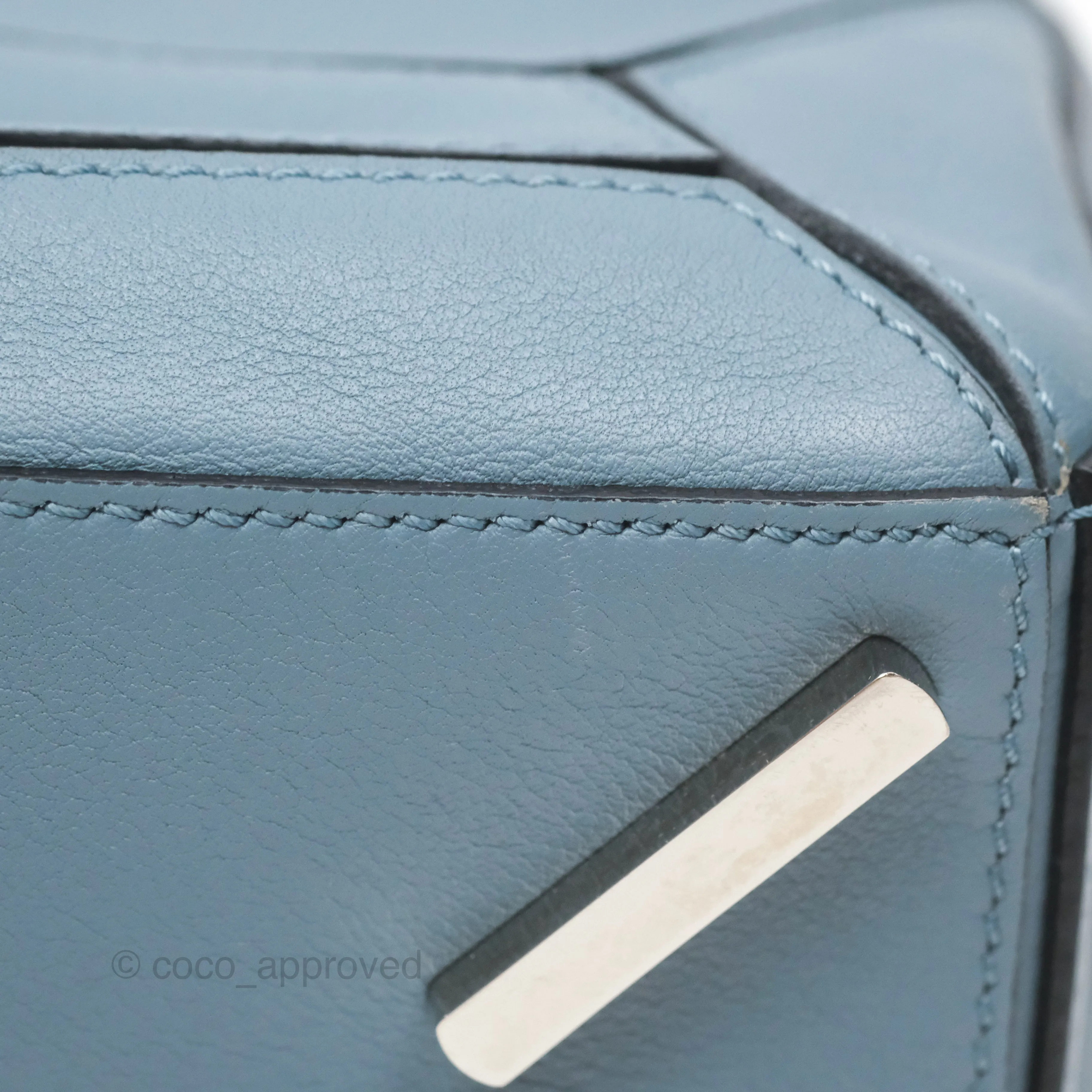 Loewe Small Puzzle Bag Blue Calfskin Silver Hardware