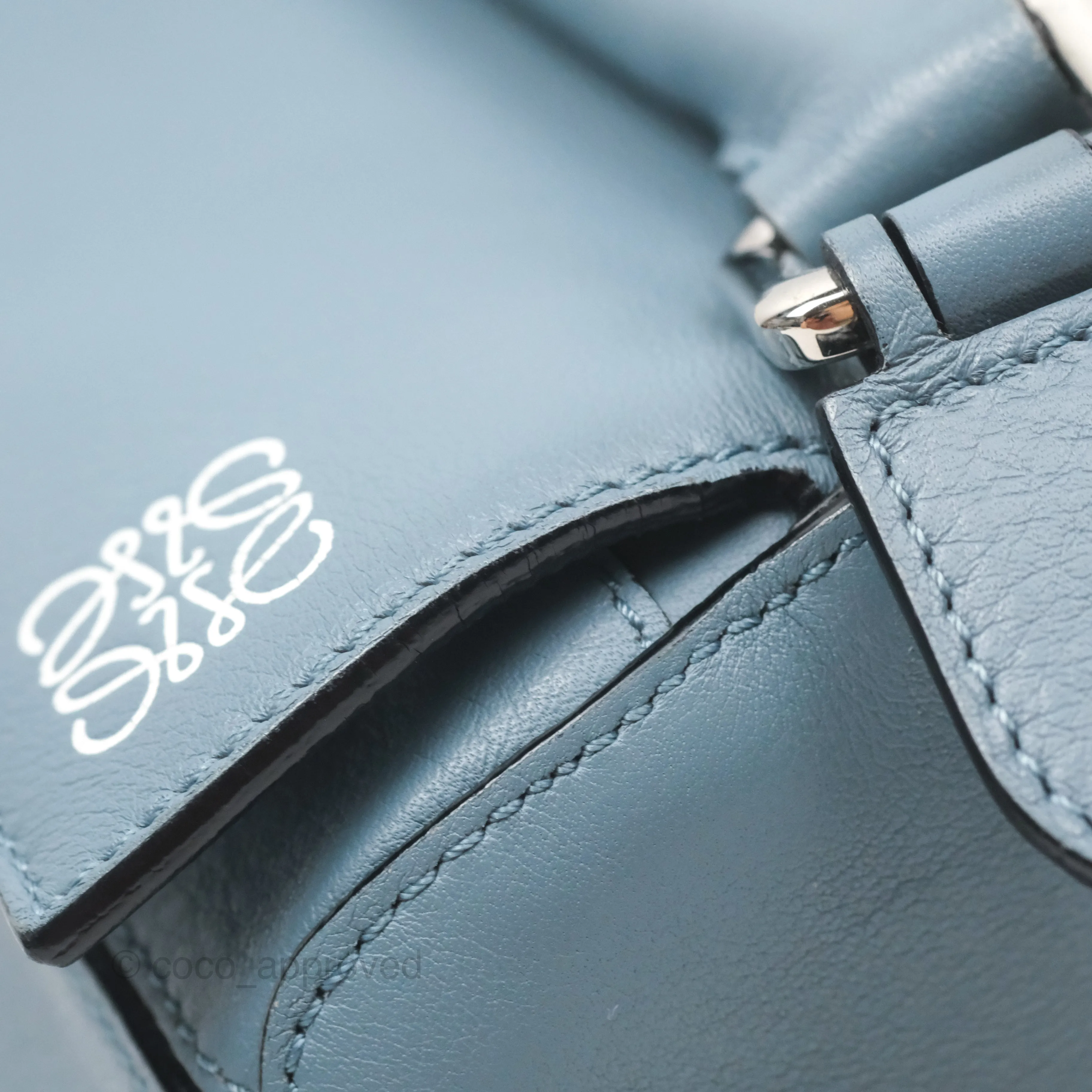 Loewe Small Puzzle Bag Blue Calfskin Silver Hardware
