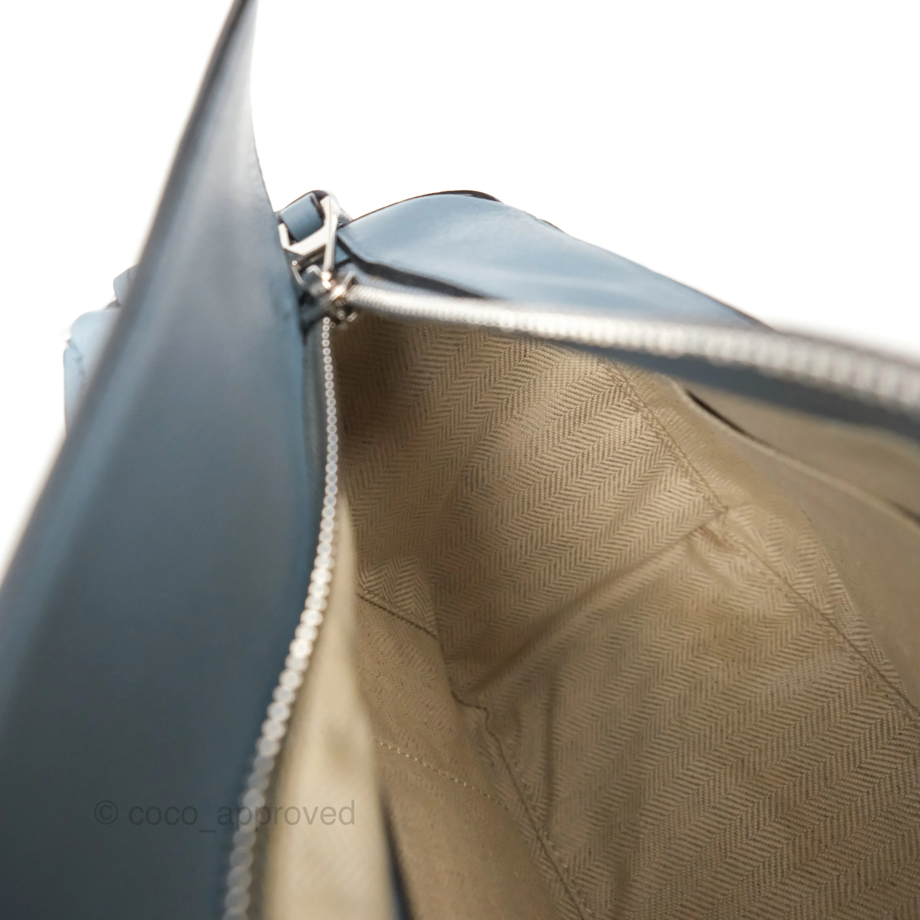 Loewe Small Puzzle Bag Blue Calfskin Silver Hardware