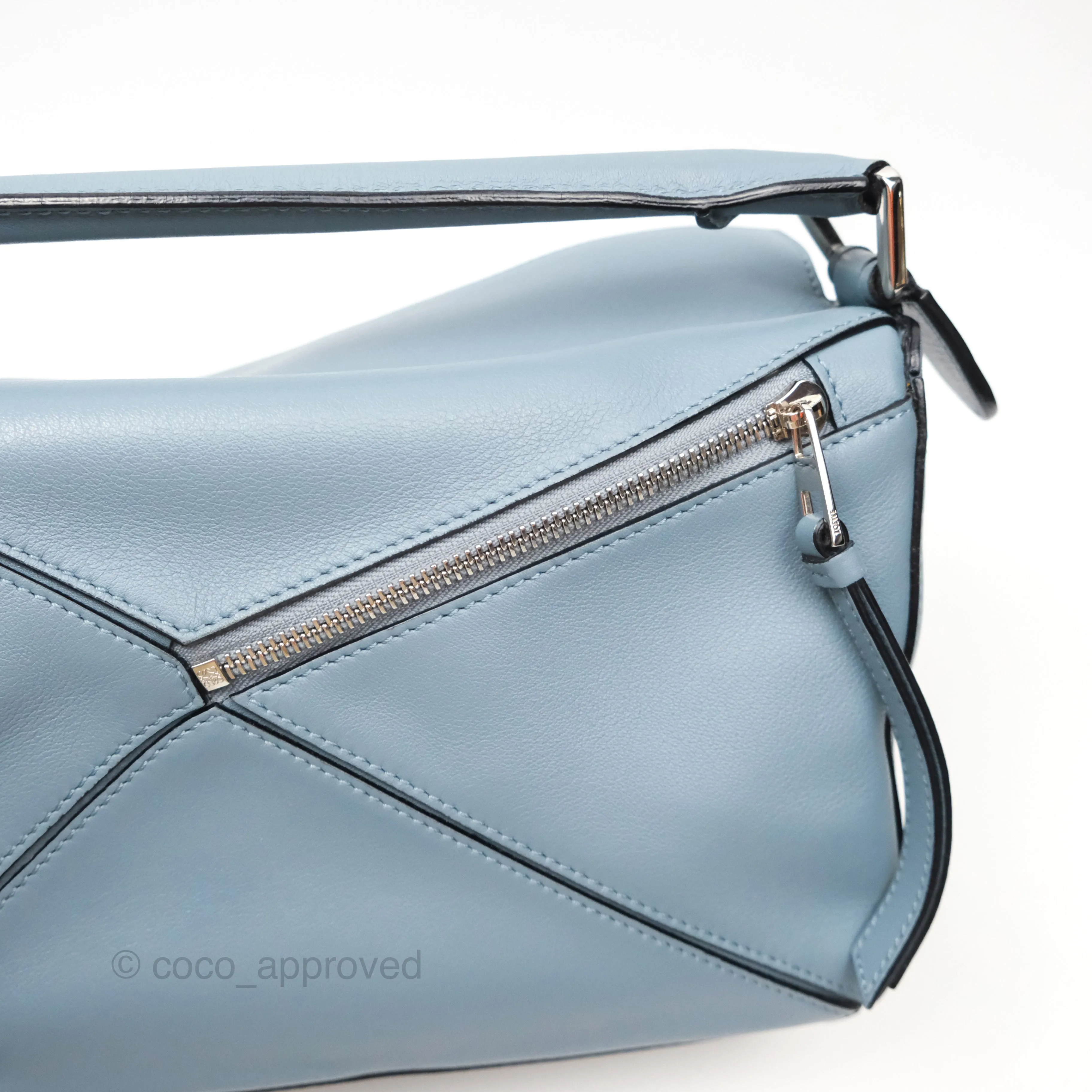 Loewe Small Puzzle Bag Blue Calfskin Silver Hardware