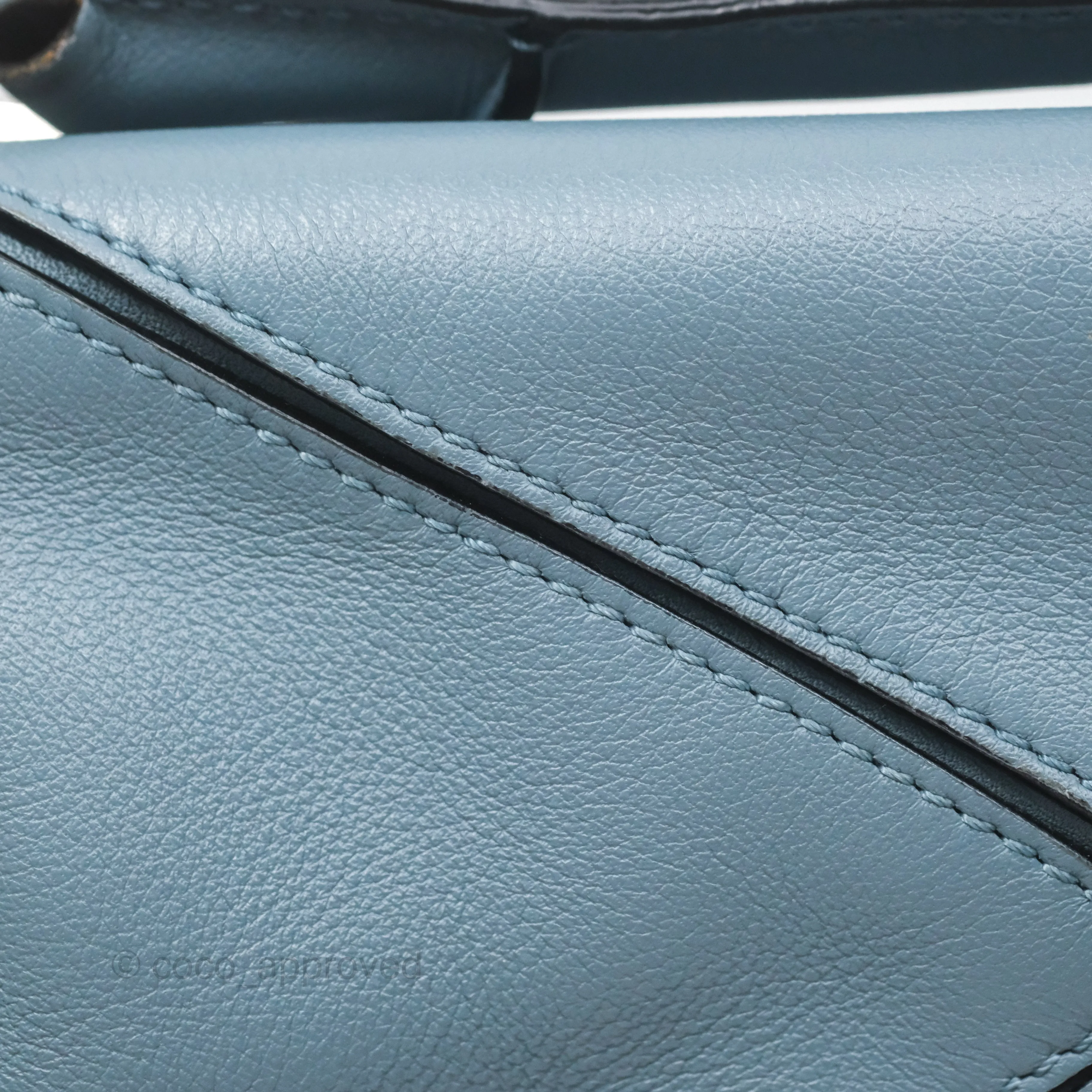 Loewe Small Puzzle Bag Blue Calfskin Silver Hardware