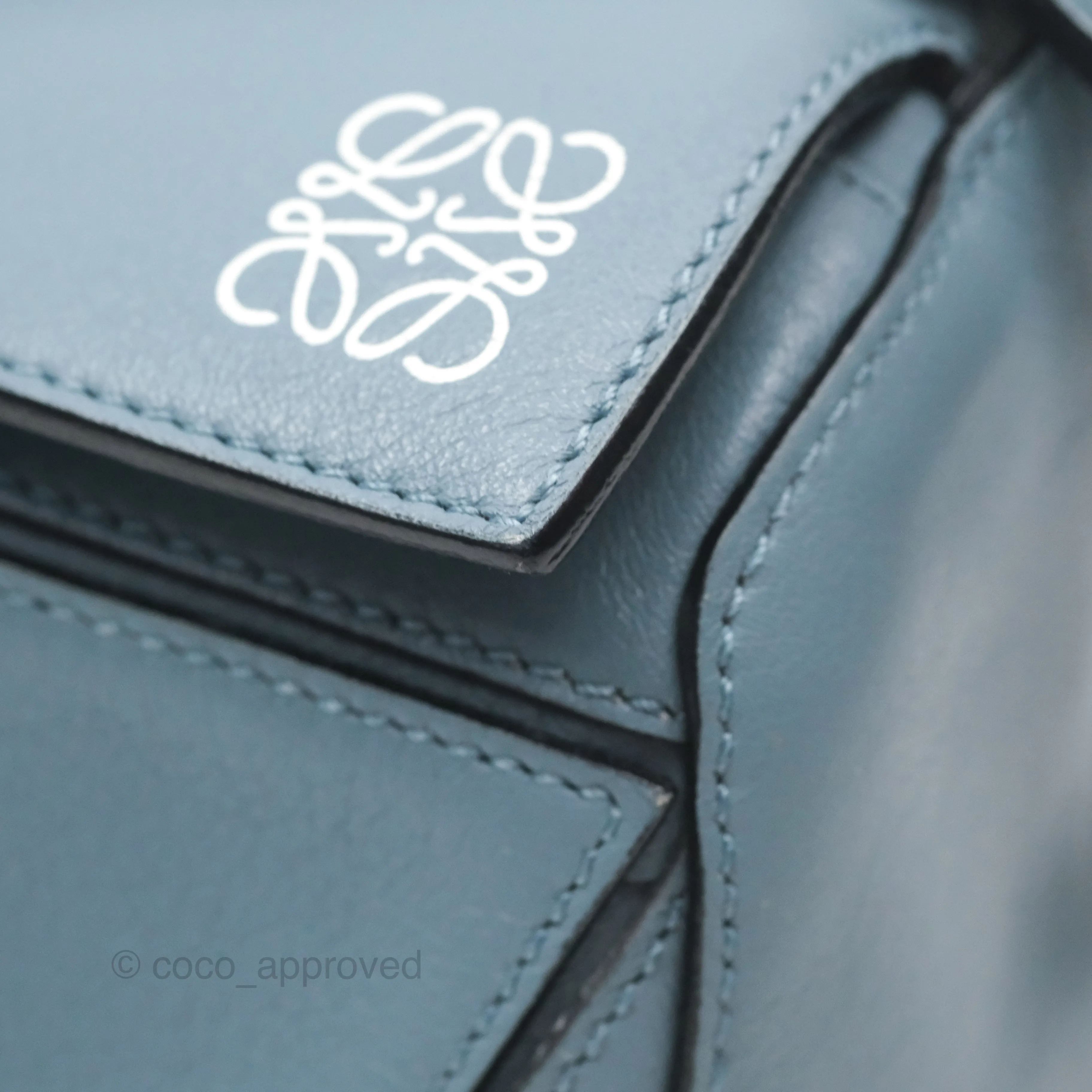 Loewe Small Puzzle Bag Blue Calfskin Silver Hardware