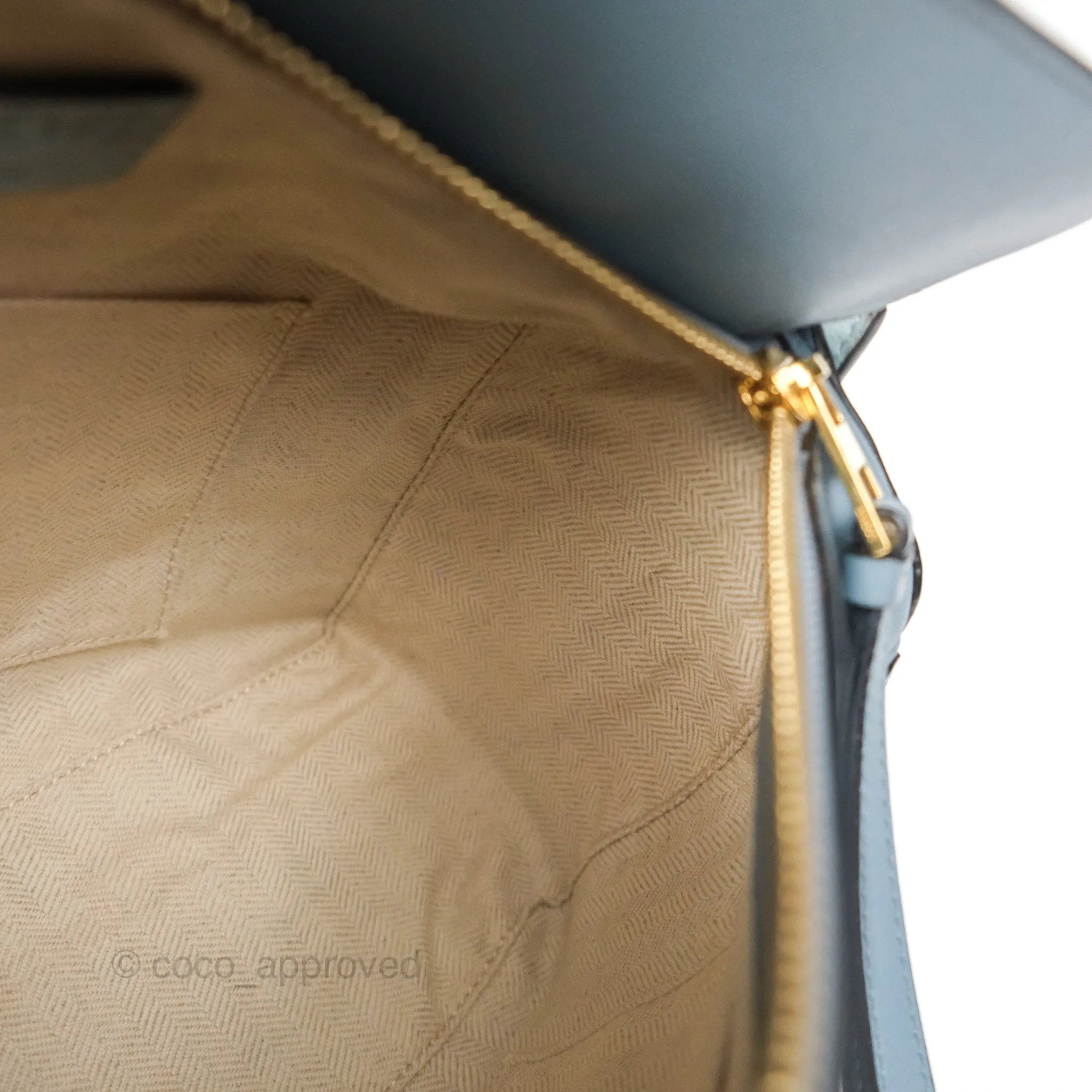 Loewe Small Puzzle Bag Blue Grained Calfskin Gold Hardware