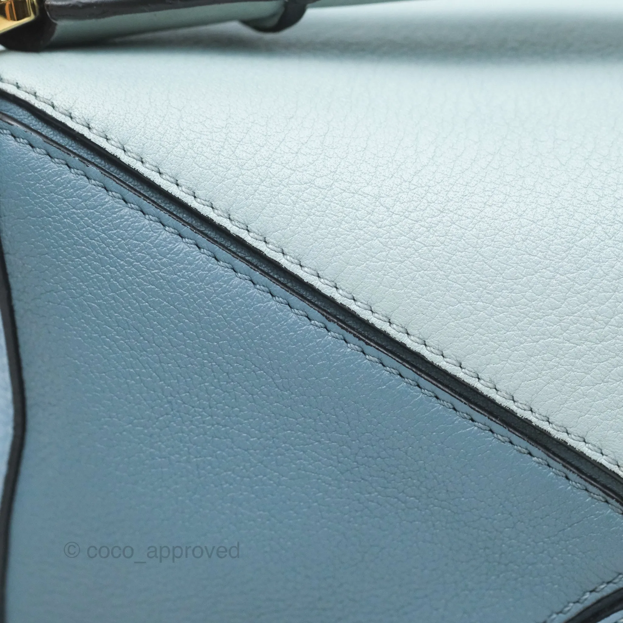 Loewe Small Puzzle Bag Blue Grained Calfskin Gold Hardware