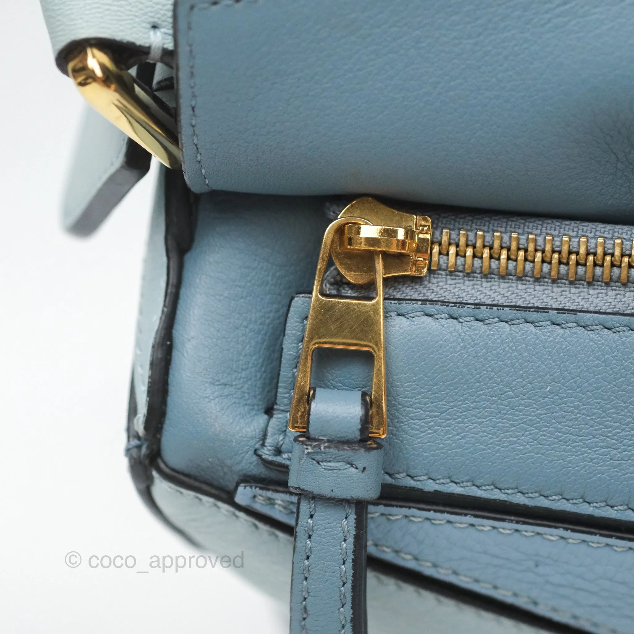 Loewe Small Puzzle Bag Blue Grained Calfskin Gold Hardware
