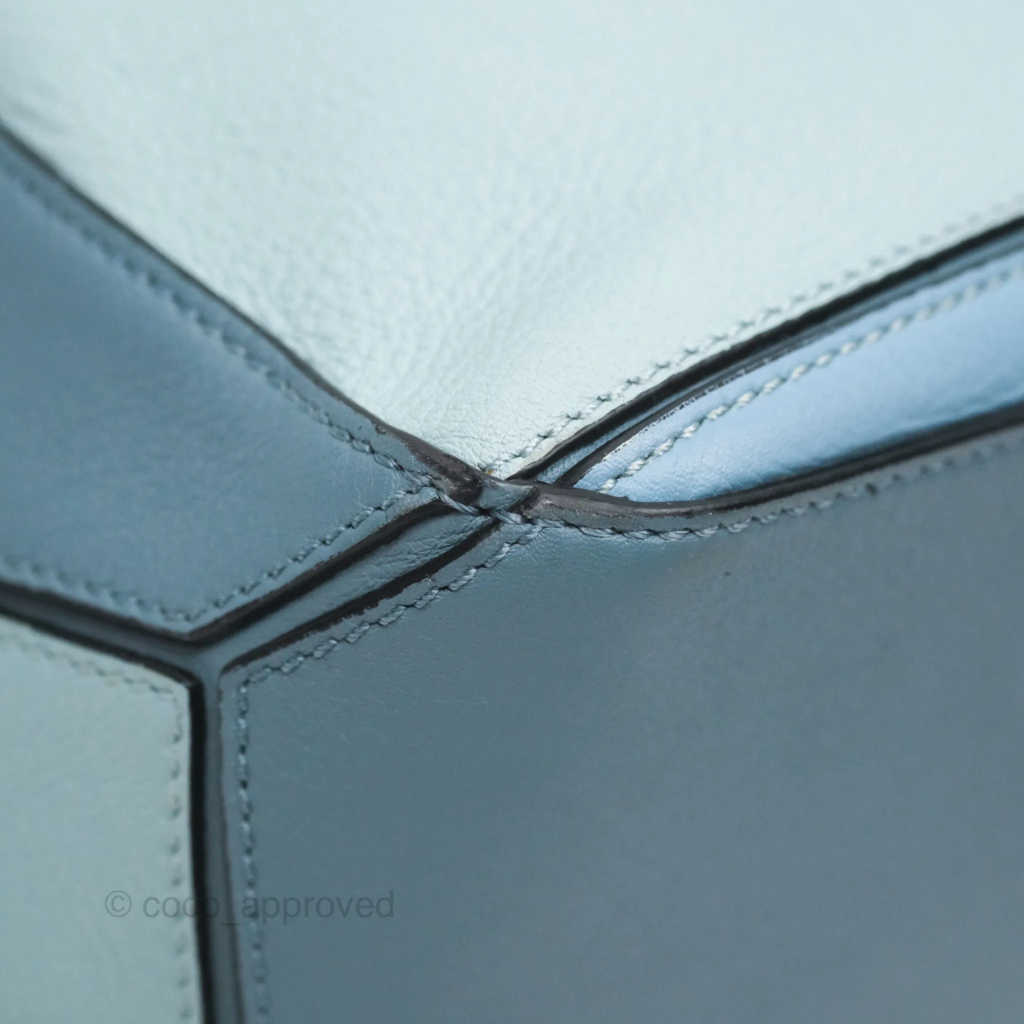 Loewe Small Puzzle Bag Blue Grained Calfskin Gold Hardware