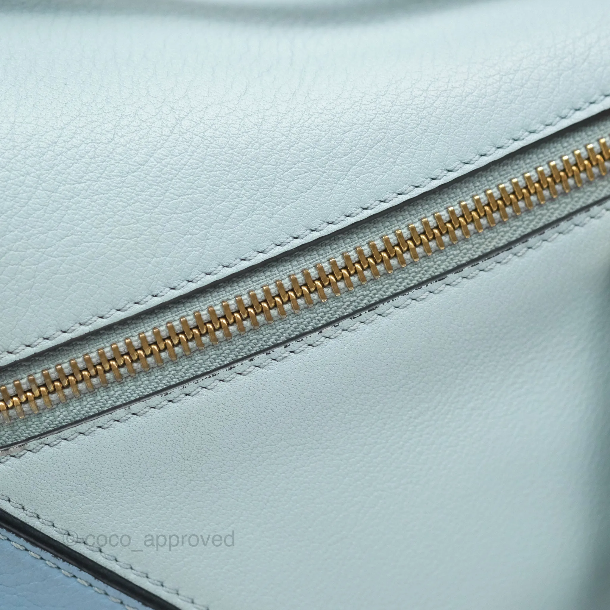 Loewe Small Puzzle Bag Blue Grained Calfskin Gold Hardware