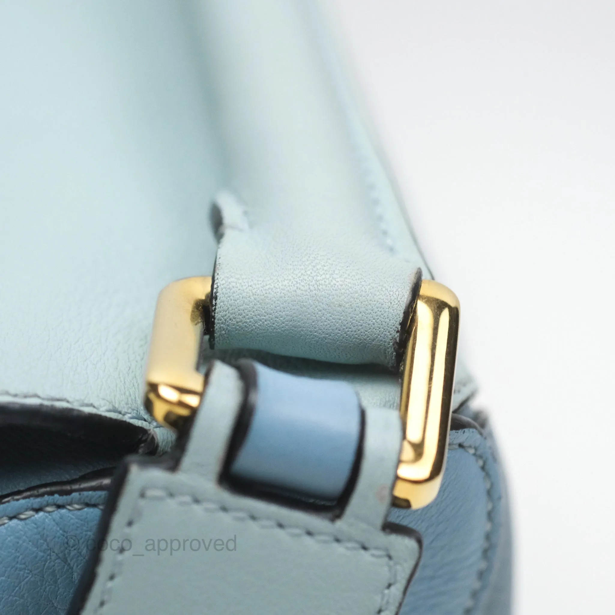 Loewe Small Puzzle Bag Blue Grained Calfskin Gold Hardware