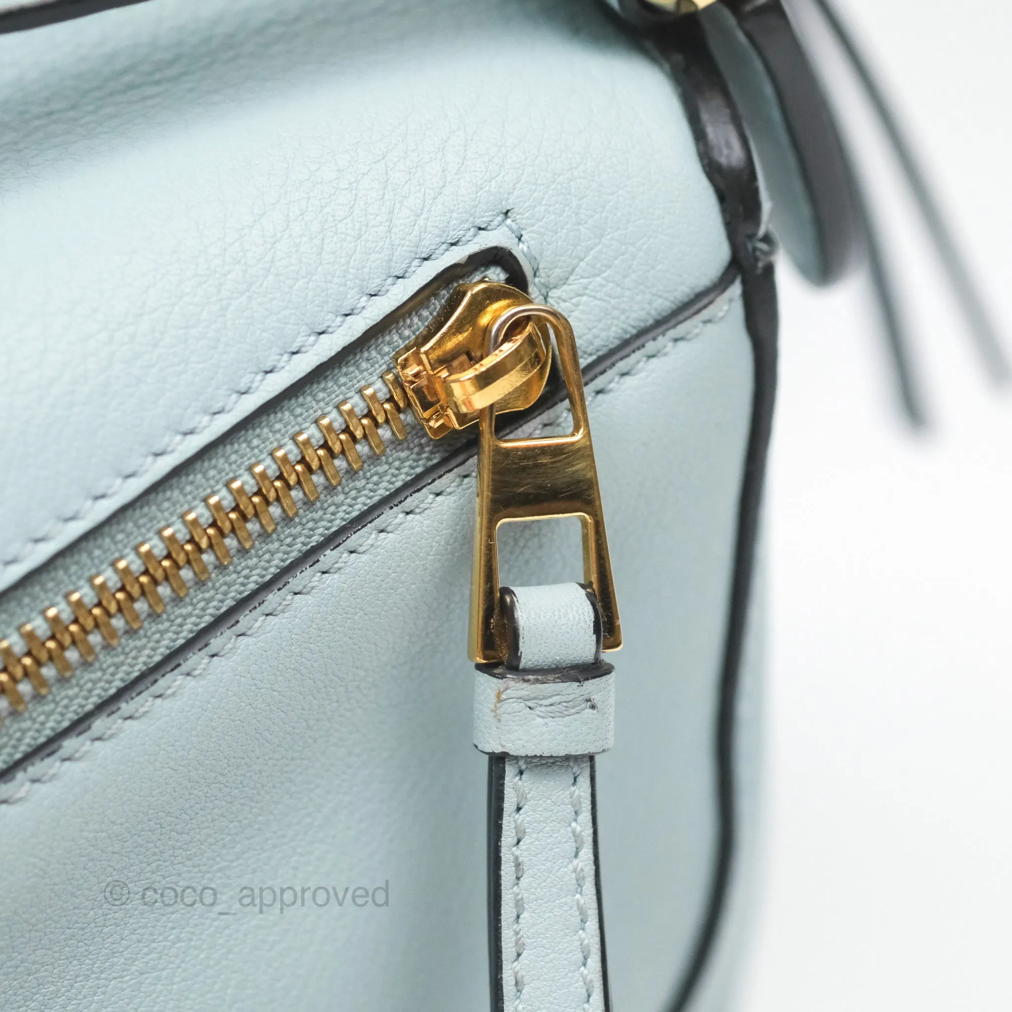 Loewe Small Puzzle Bag Blue Grained Calfskin Gold Hardware