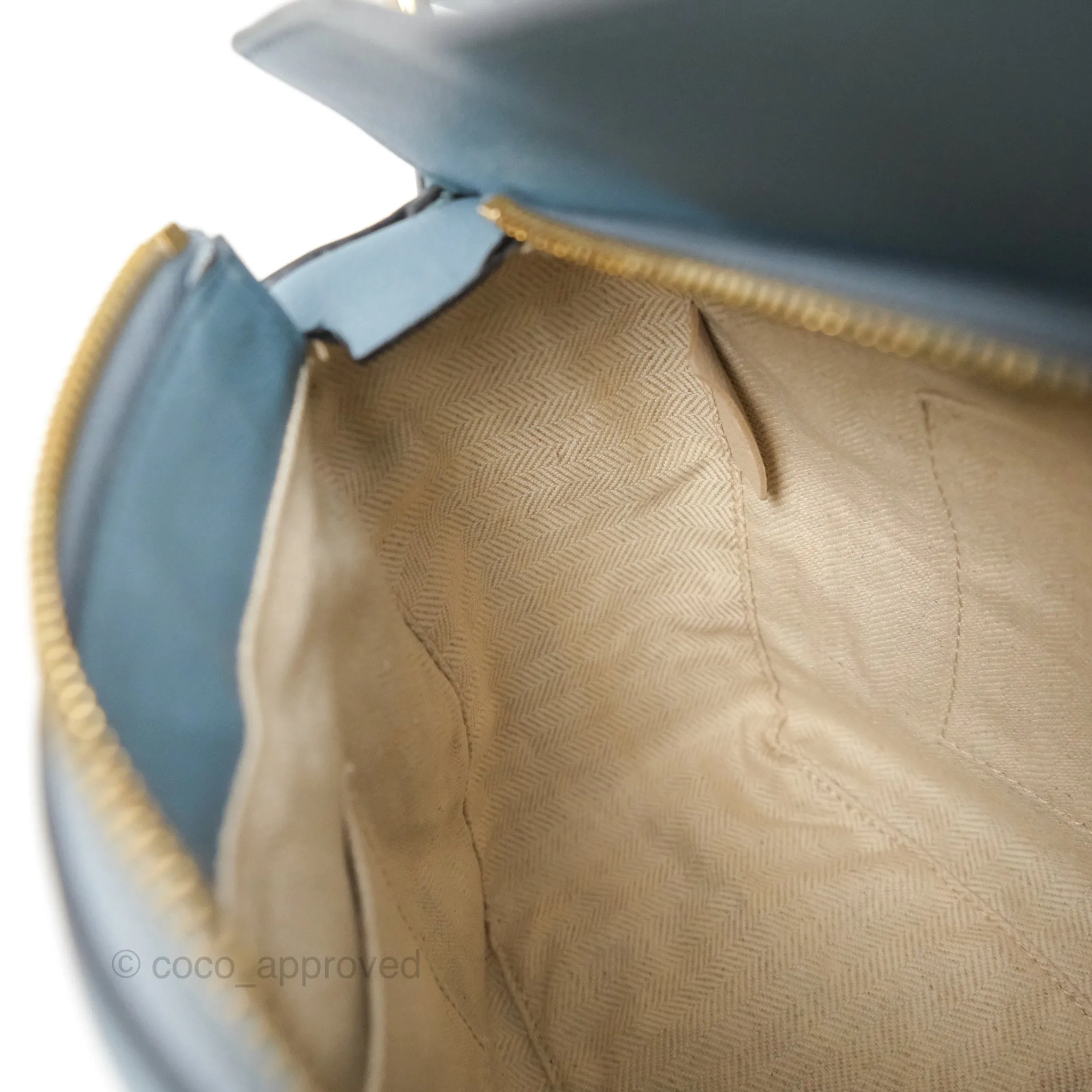 Loewe Small Puzzle Bag Blue Grained Calfskin Gold Hardware