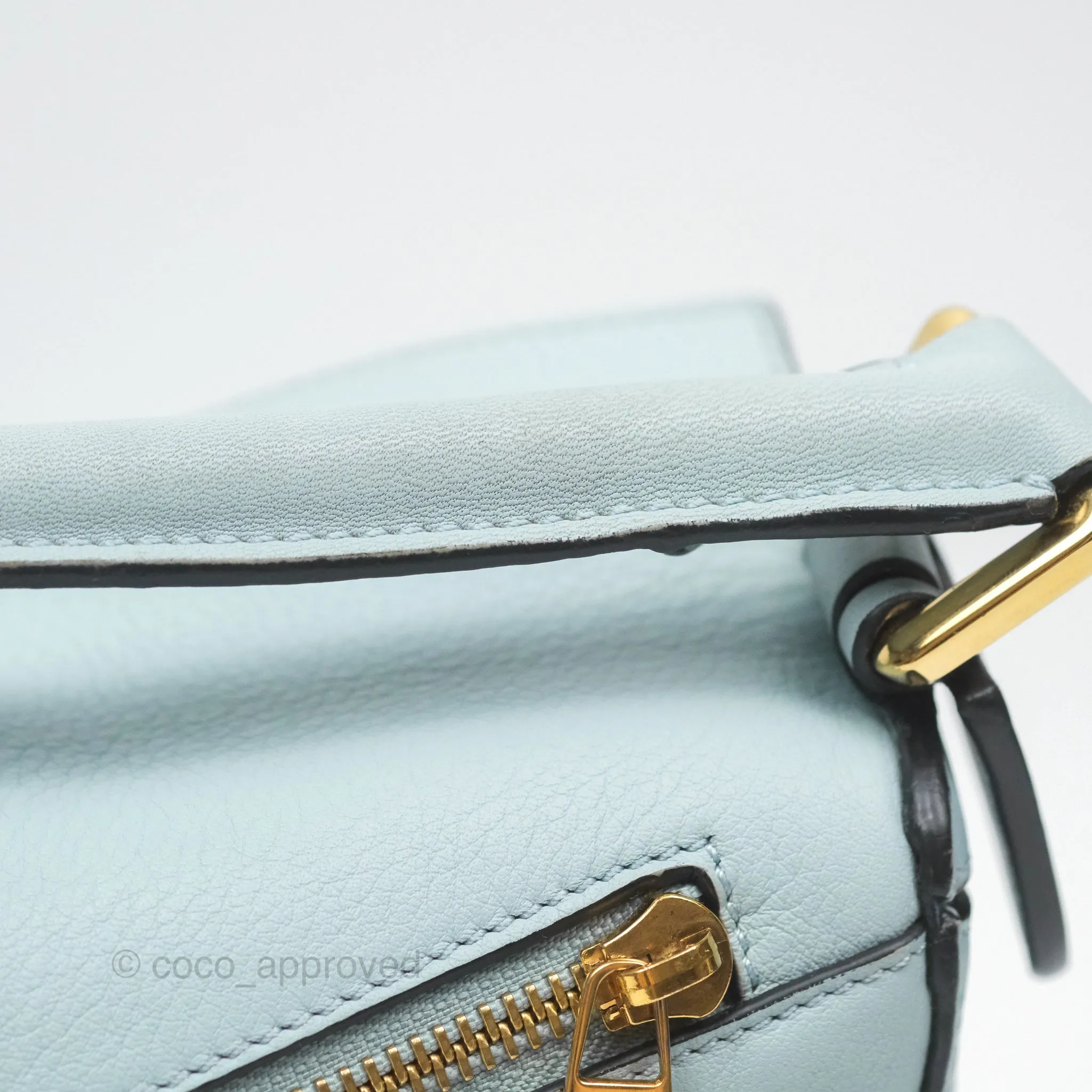 Loewe Small Puzzle Bag Blue Grained Calfskin Gold Hardware