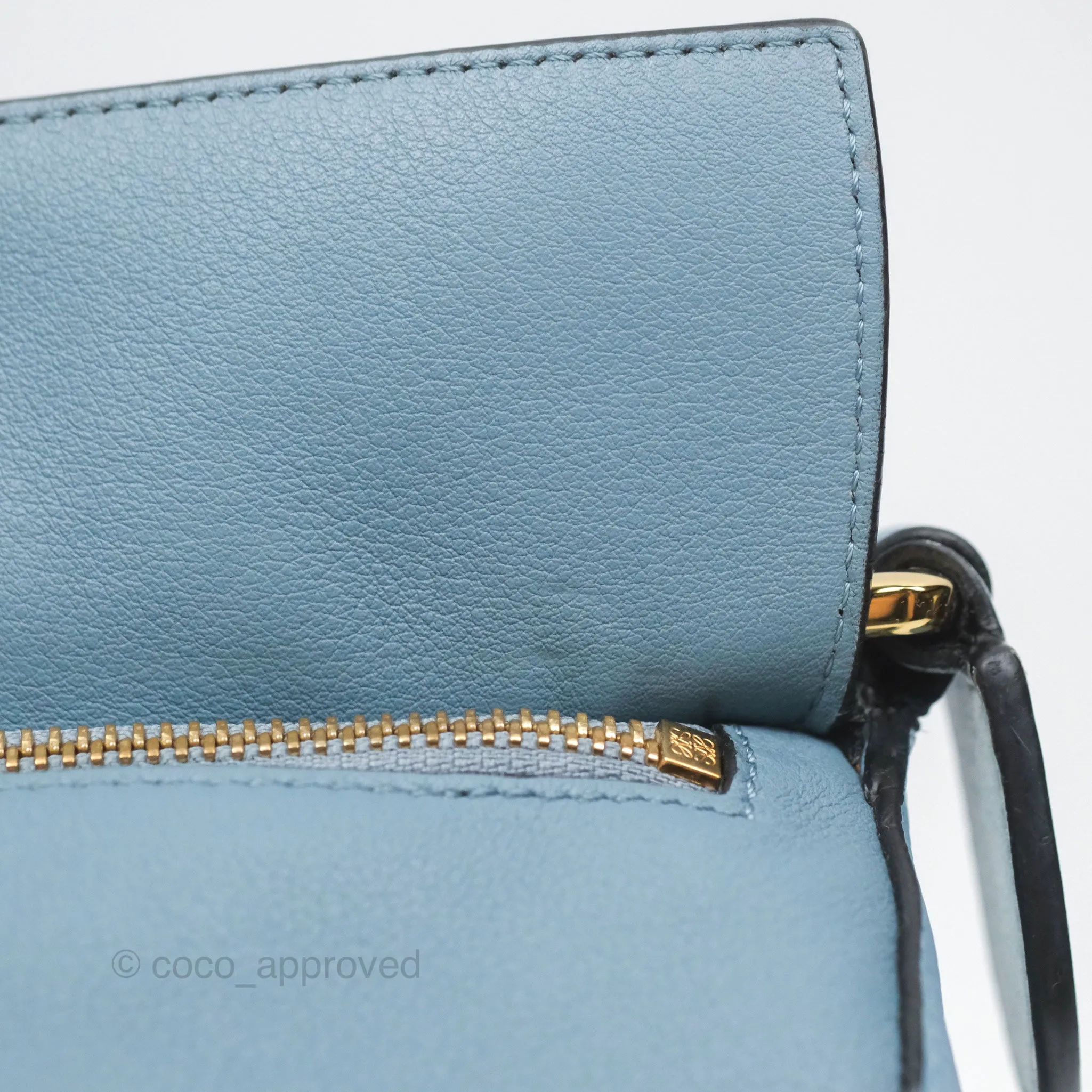 Loewe Small Puzzle Bag Blue Grained Calfskin Gold Hardware