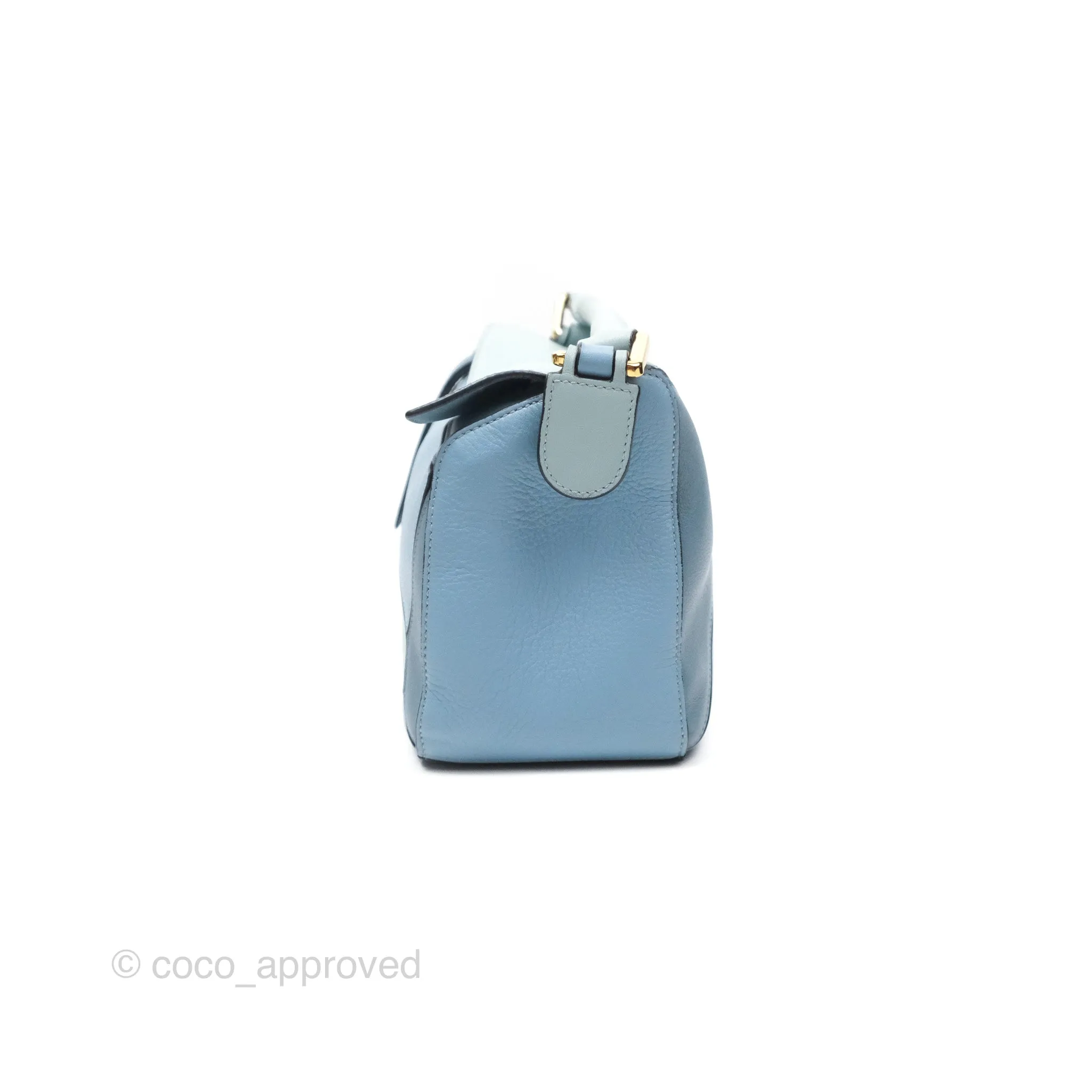 Loewe Small Puzzle Bag Blue Grained Calfskin Gold Hardware