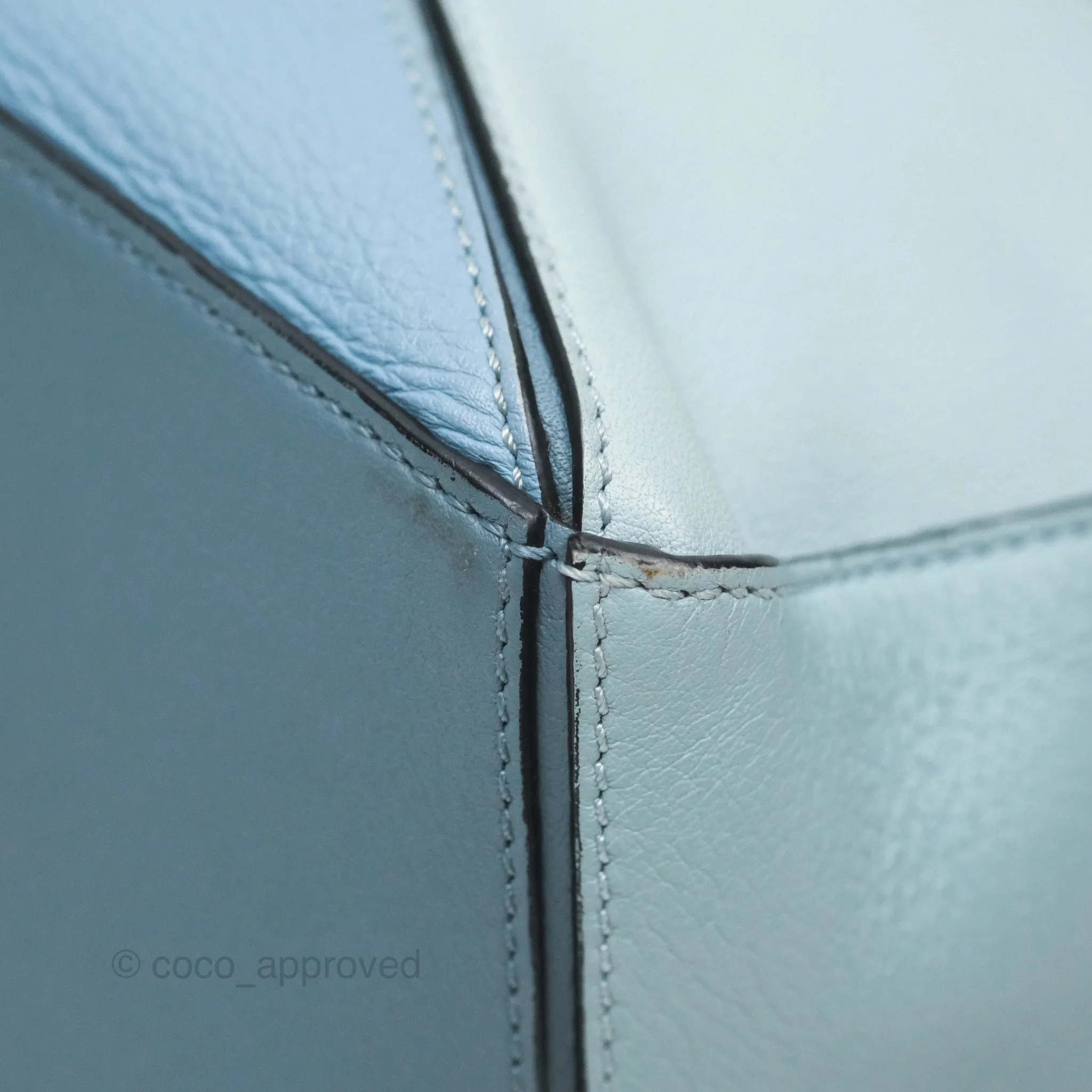 Loewe Small Puzzle Bag Blue Grained Calfskin Gold Hardware