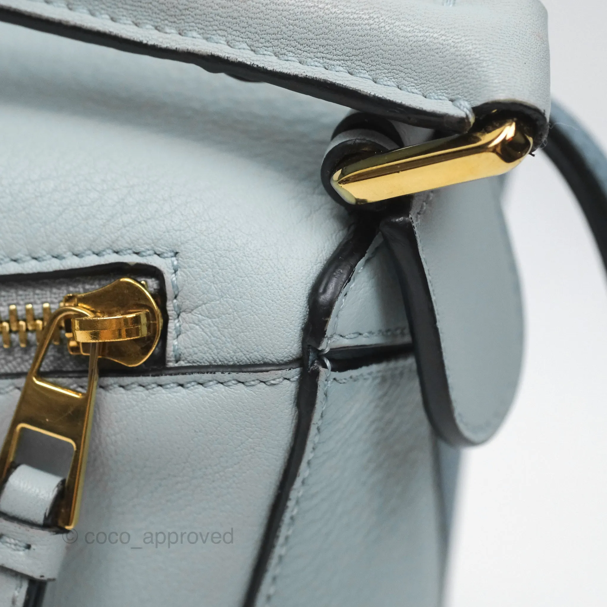 Loewe Small Puzzle Bag Blue Grained Calfskin Gold Hardware