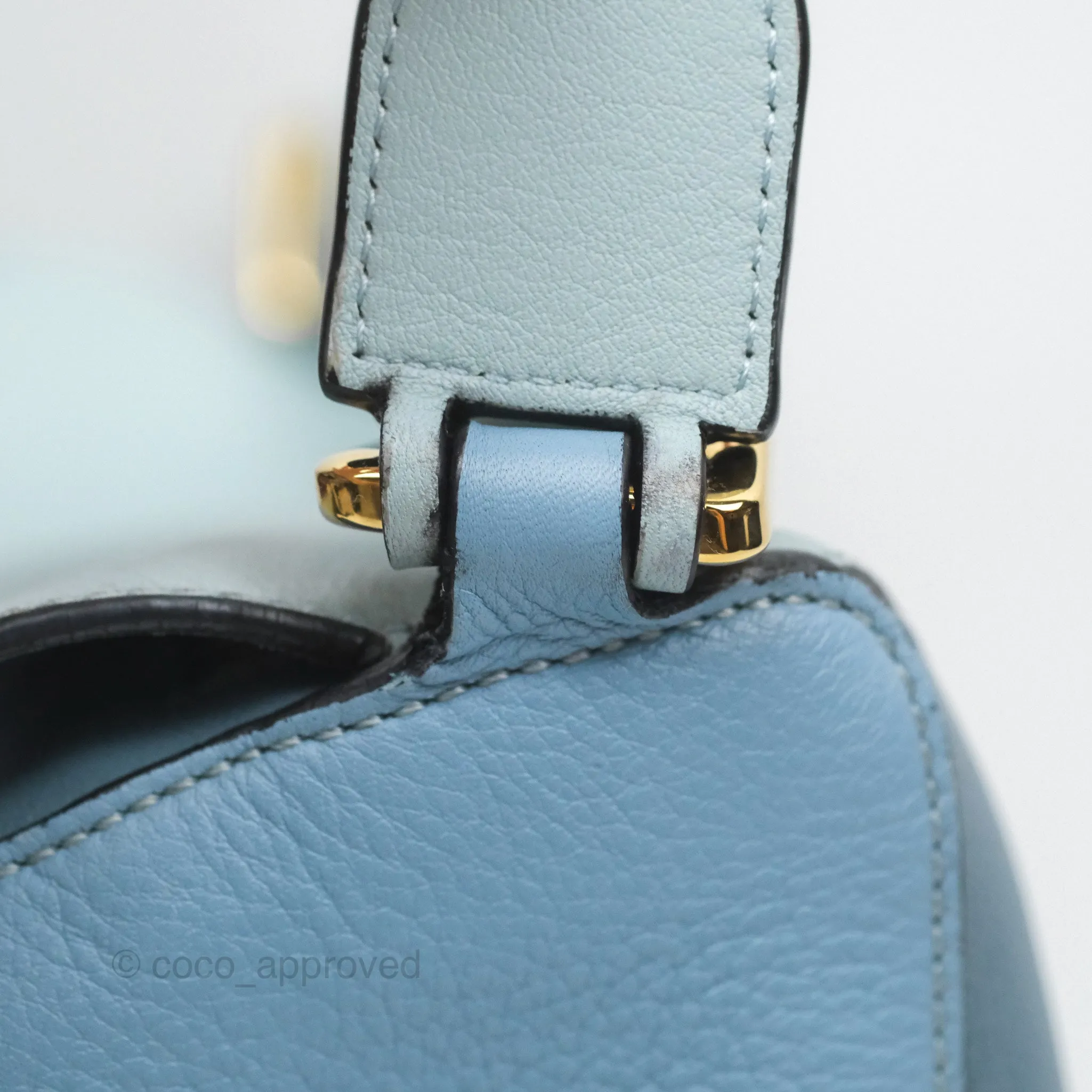 Loewe Small Puzzle Bag Blue Grained Calfskin Gold Hardware
