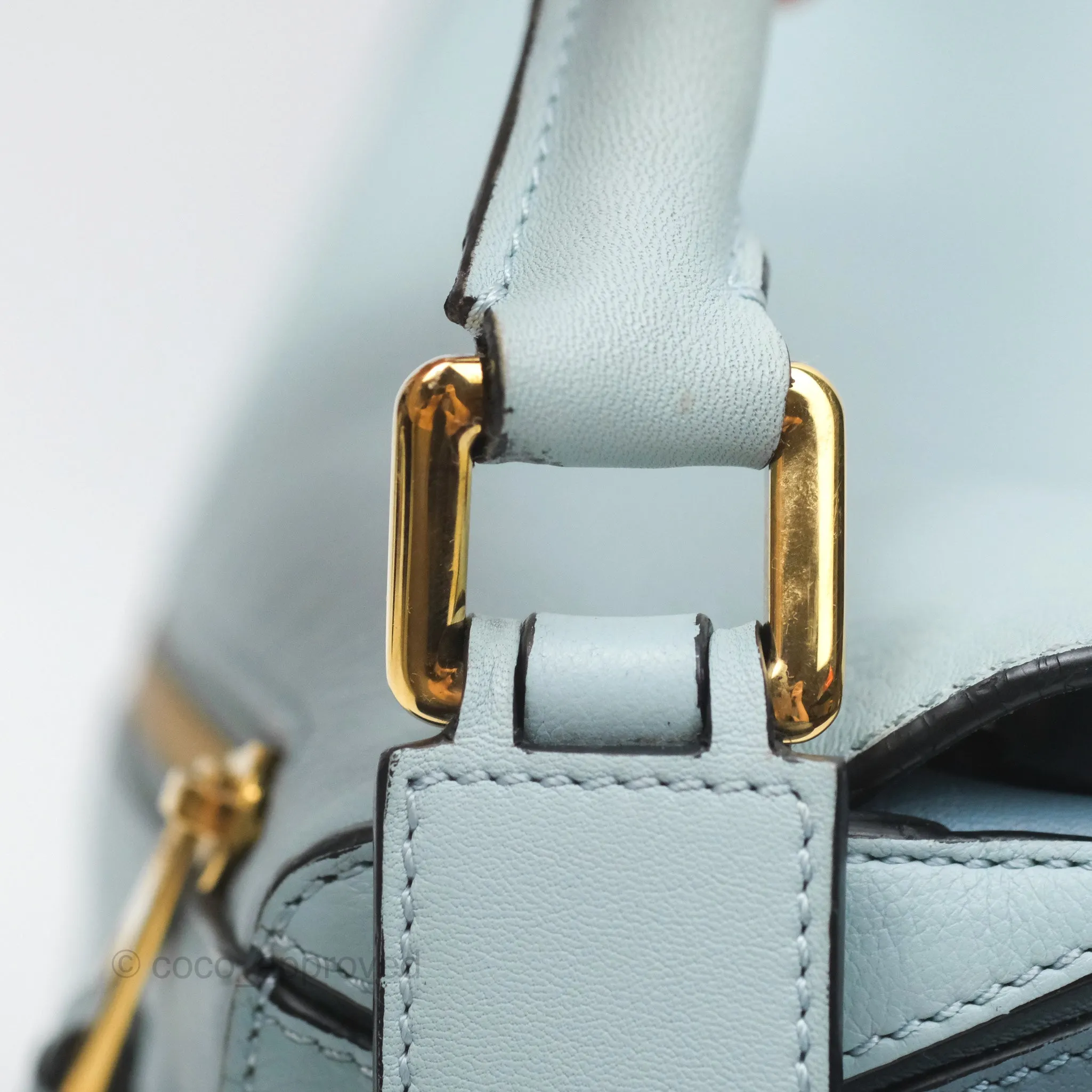 Loewe Small Puzzle Bag Blue Grained Calfskin Gold Hardware