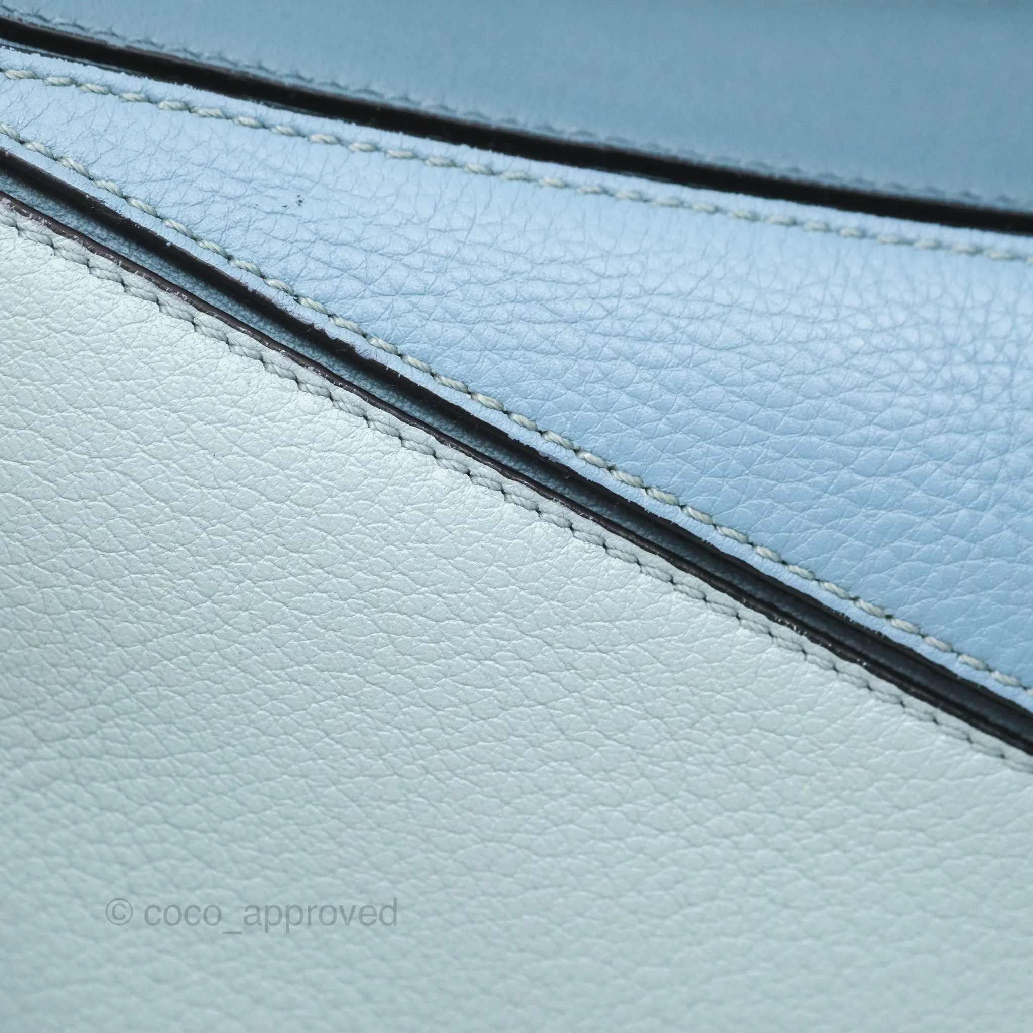 Loewe Small Puzzle Bag Blue Grained Calfskin Gold Hardware