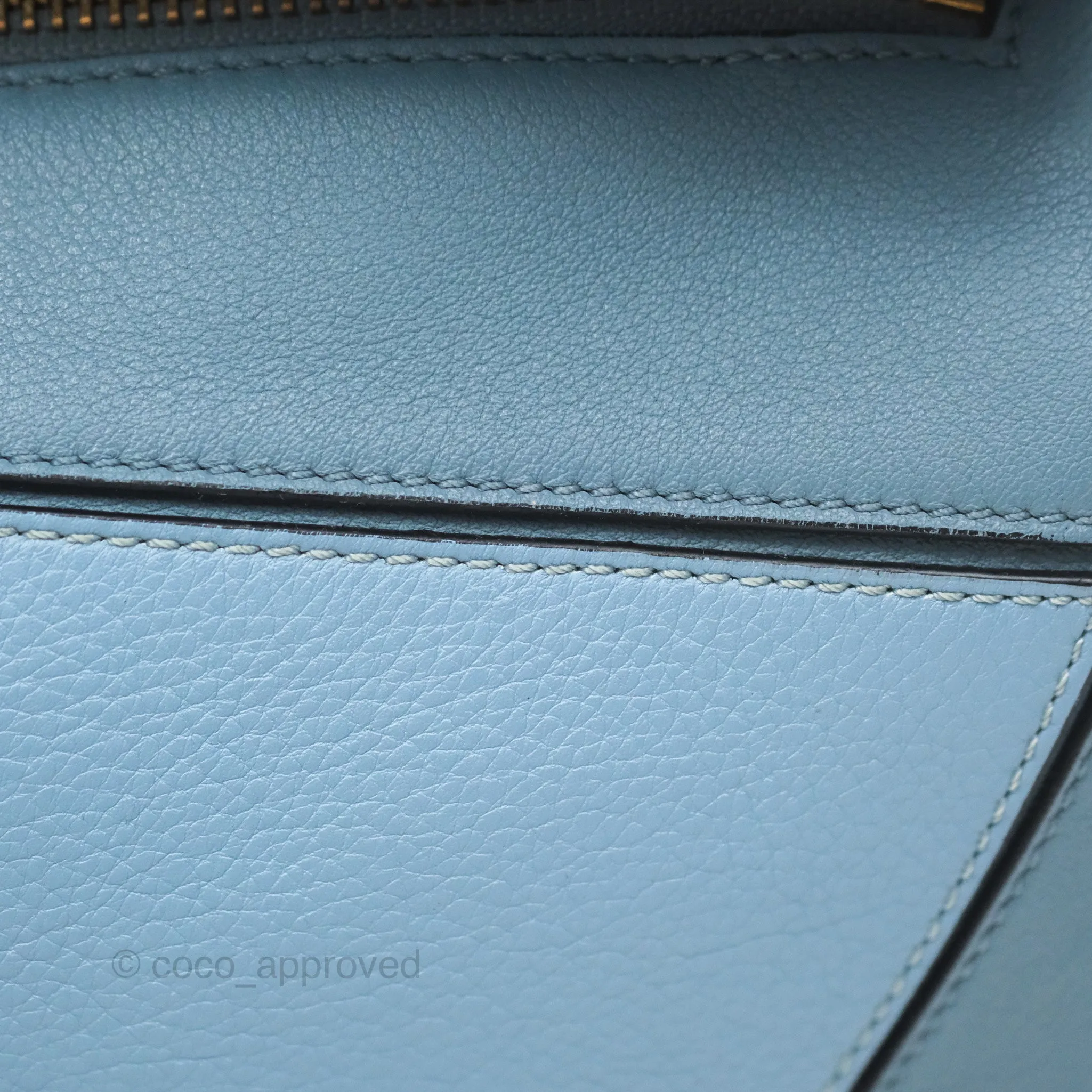 Loewe Small Puzzle Bag Blue Grained Calfskin Gold Hardware