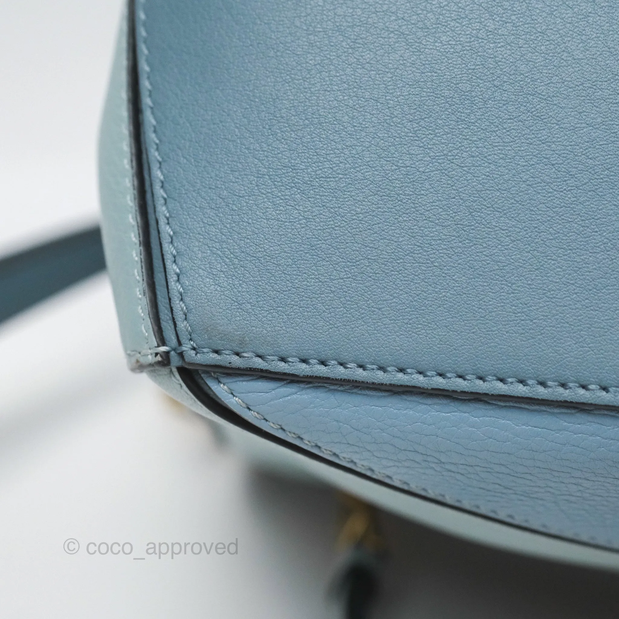 Loewe Small Puzzle Bag Blue Grained Calfskin Gold Hardware