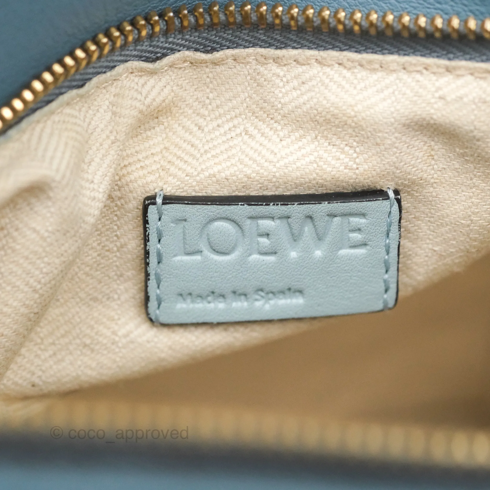 Loewe Small Puzzle Bag Blue Grained Calfskin Gold Hardware