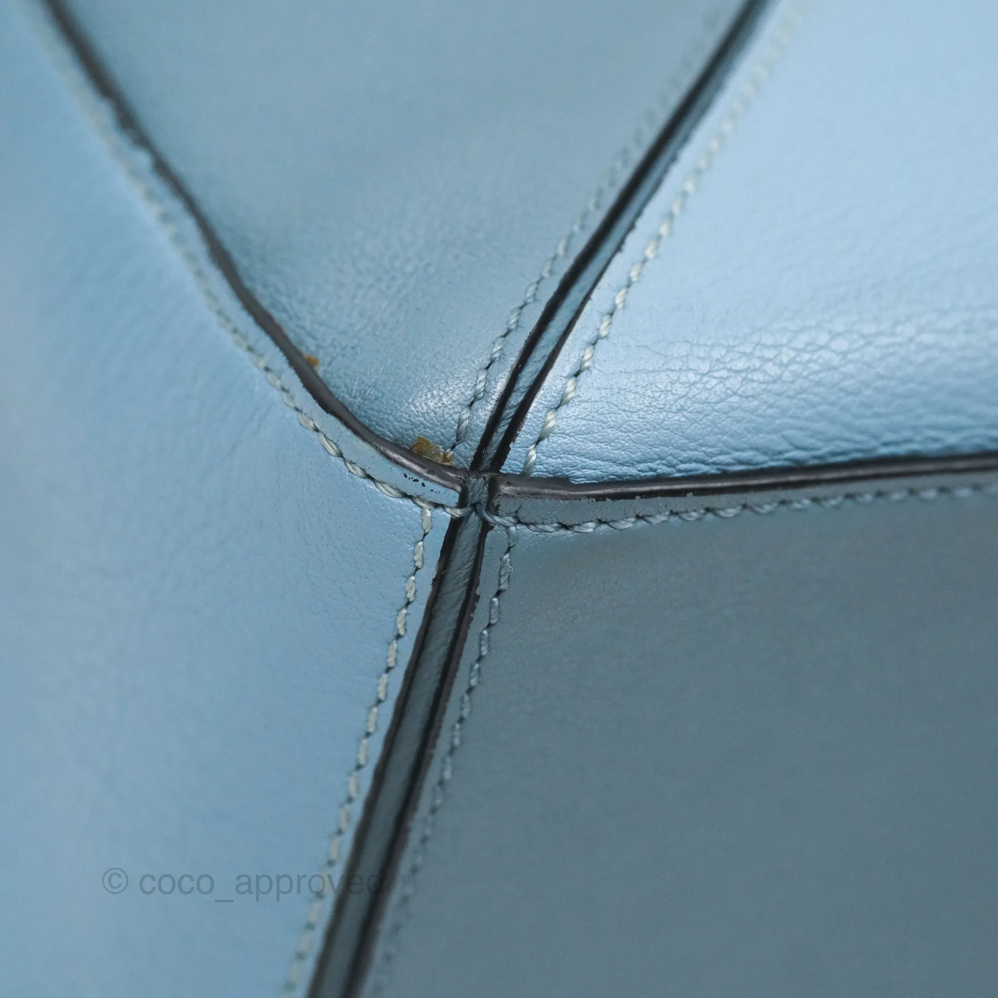 Loewe Small Puzzle Bag Blue Grained Calfskin Gold Hardware