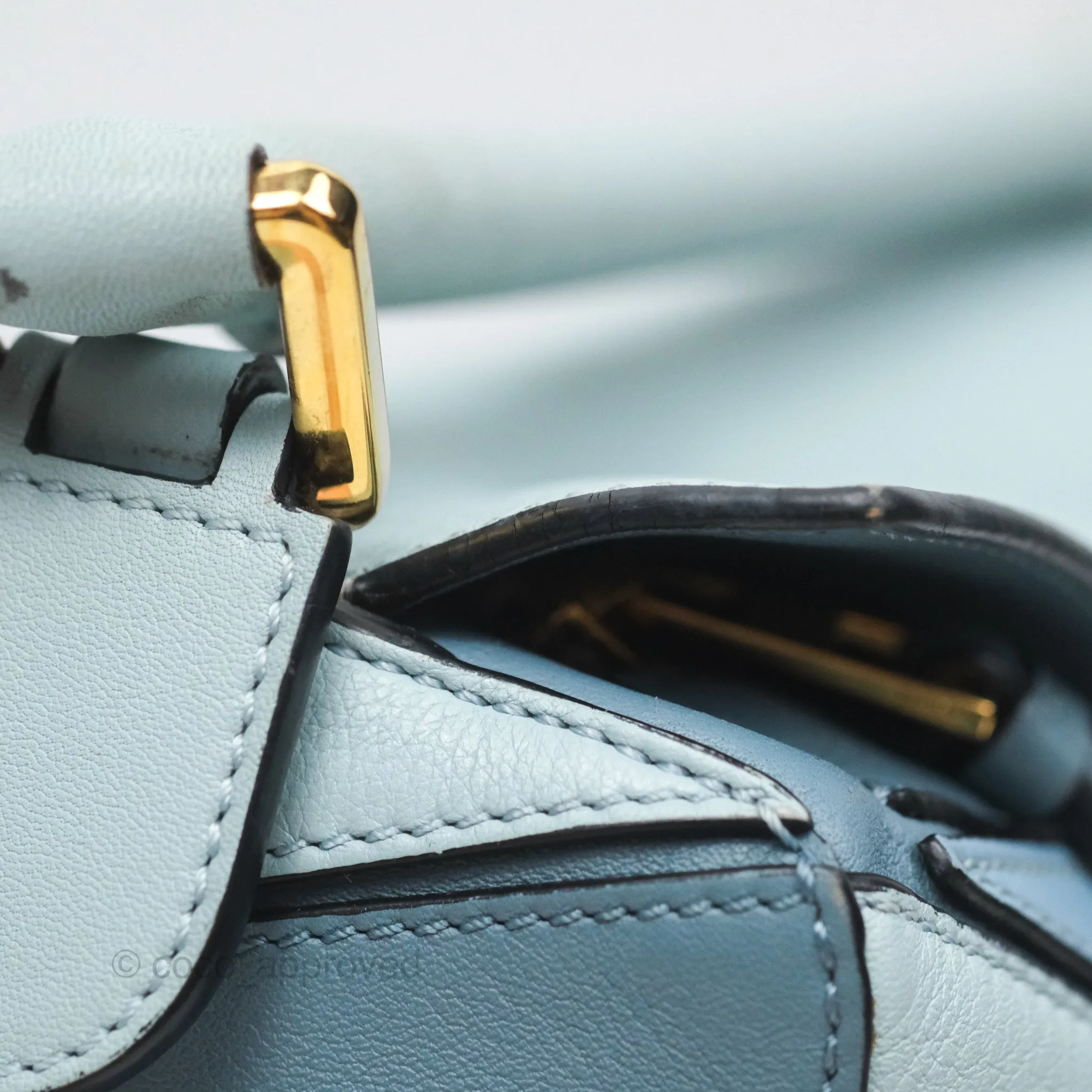 Loewe Small Puzzle Bag Blue Grained Calfskin Gold Hardware