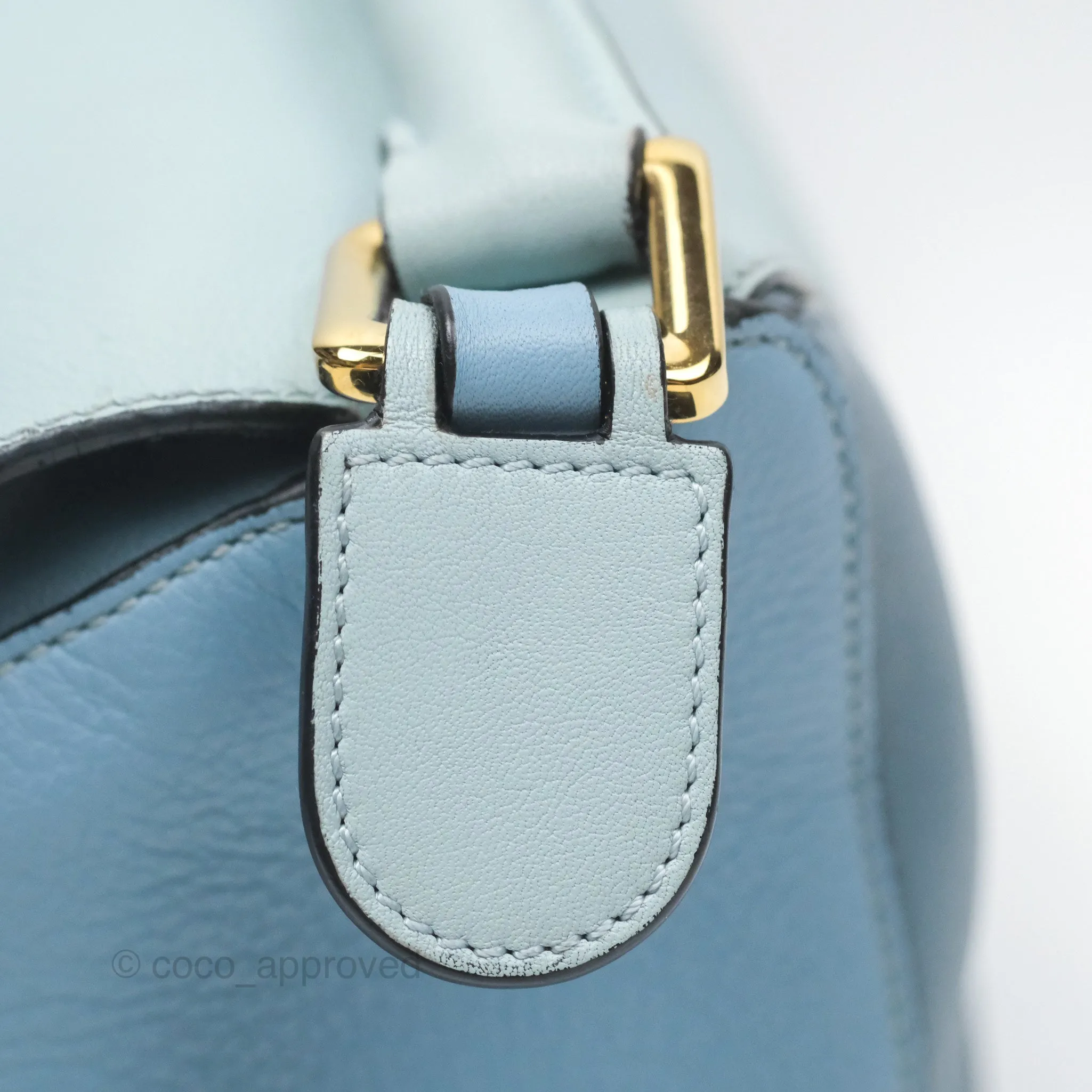 Loewe Small Puzzle Bag Blue Grained Calfskin Gold Hardware