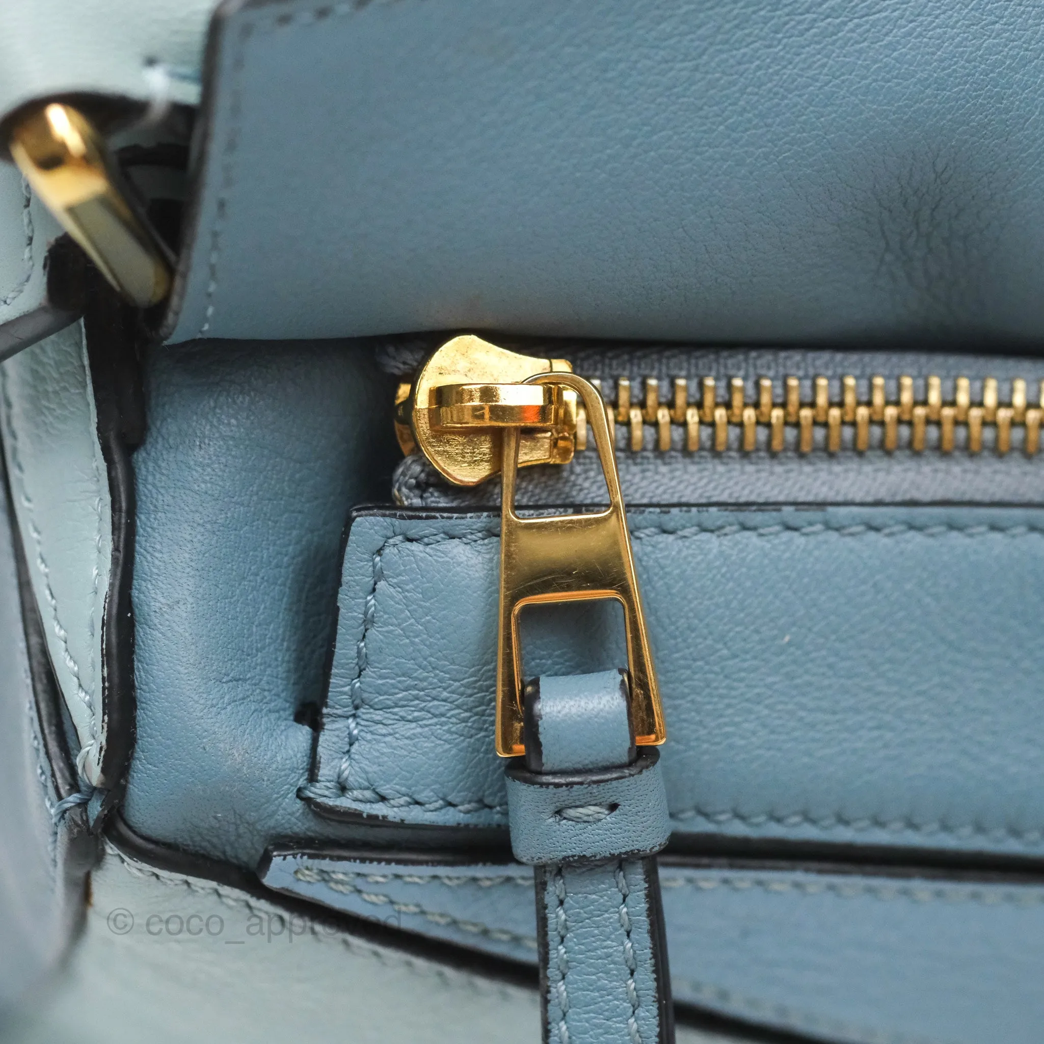 Loewe Small Puzzle Bag Blue Grained Calfskin Gold Hardware