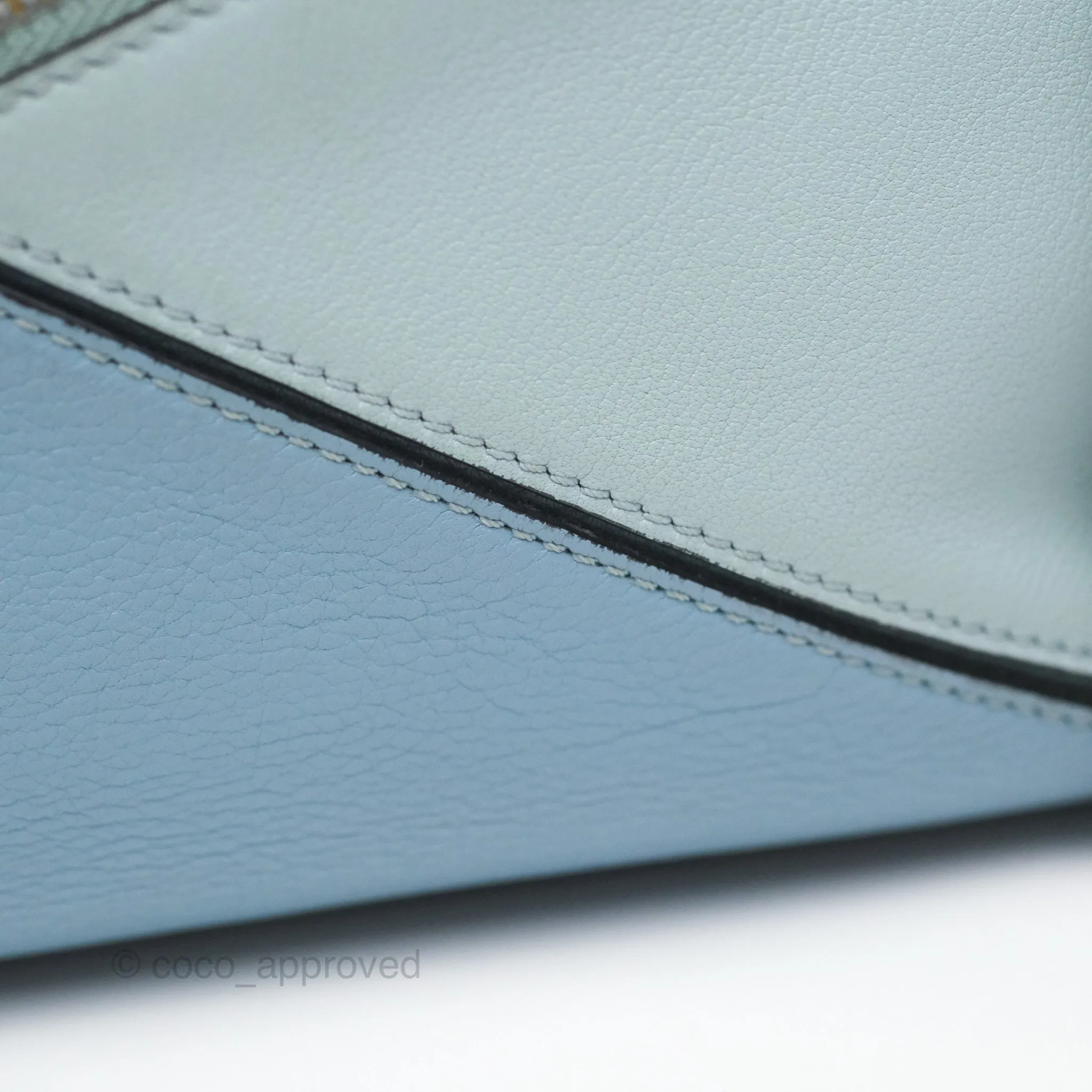 Loewe Small Puzzle Bag Blue Grained Calfskin Gold Hardware