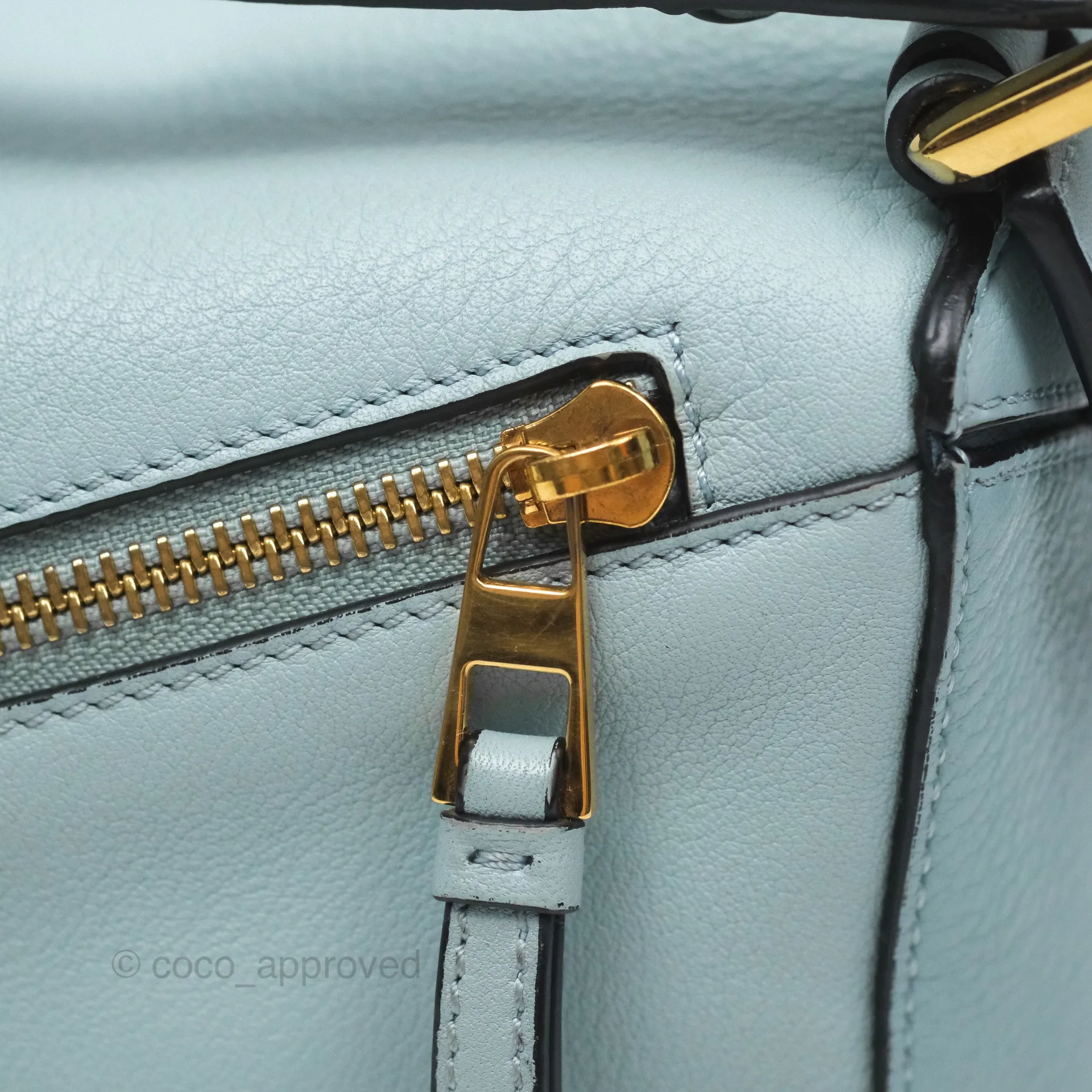 Loewe Small Puzzle Bag Blue Grained Calfskin Gold Hardware