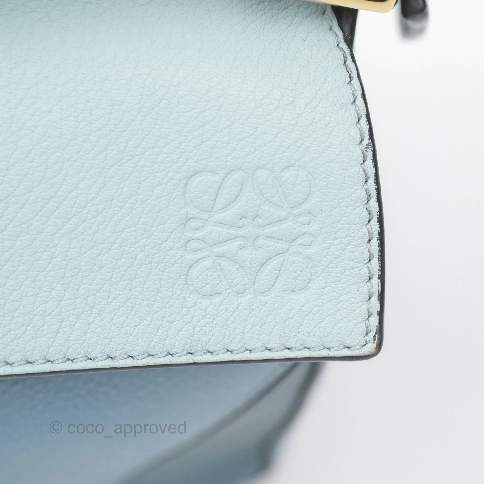 Loewe Small Puzzle Bag Blue Grained Calfskin Gold Hardware