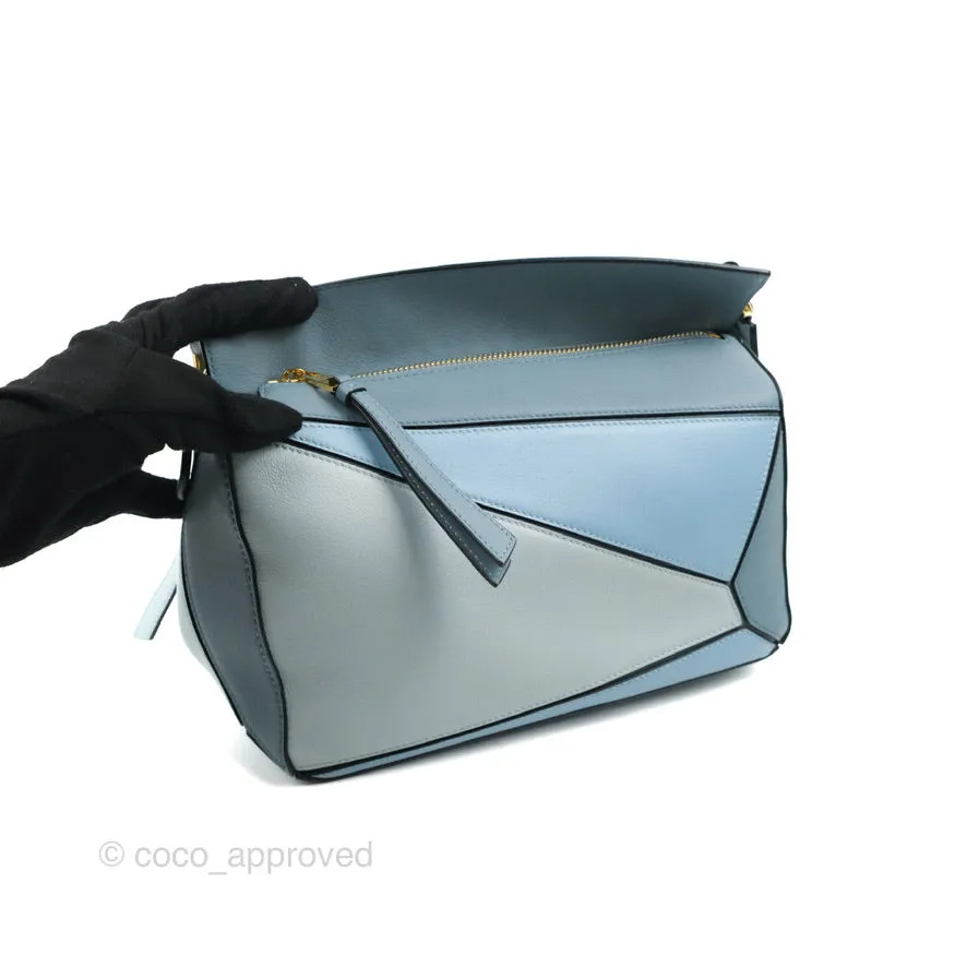 Loewe Small Puzzle Bag Blue Grained Calfskin