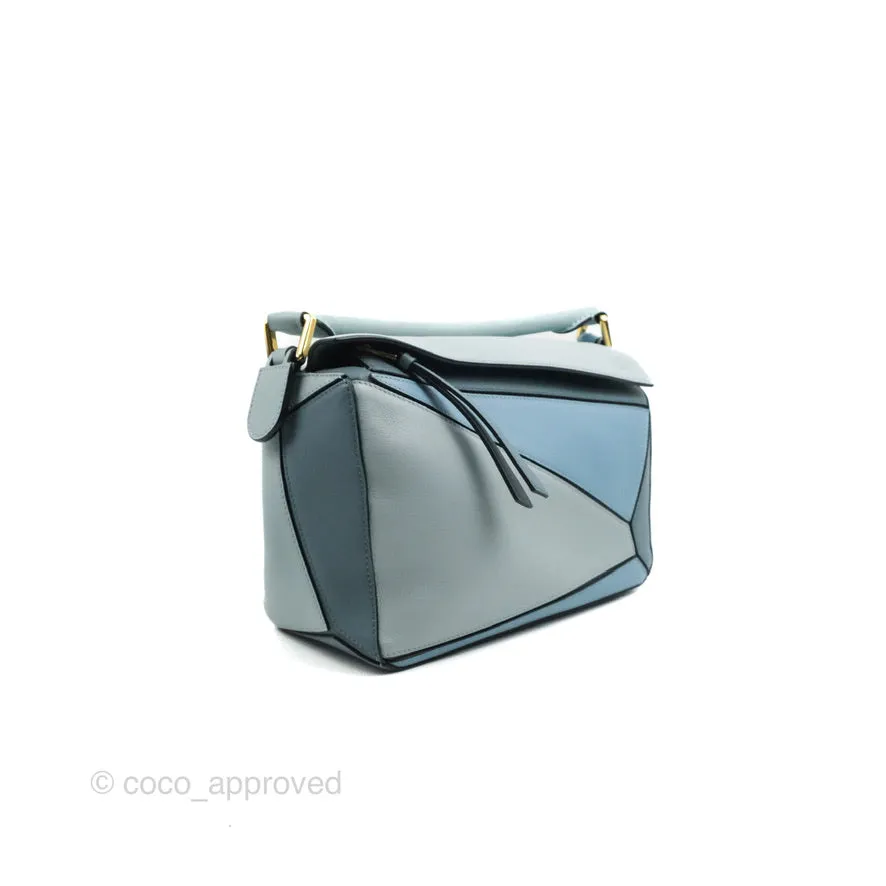 Loewe Small Puzzle Bag Blue Grained Calfskin
