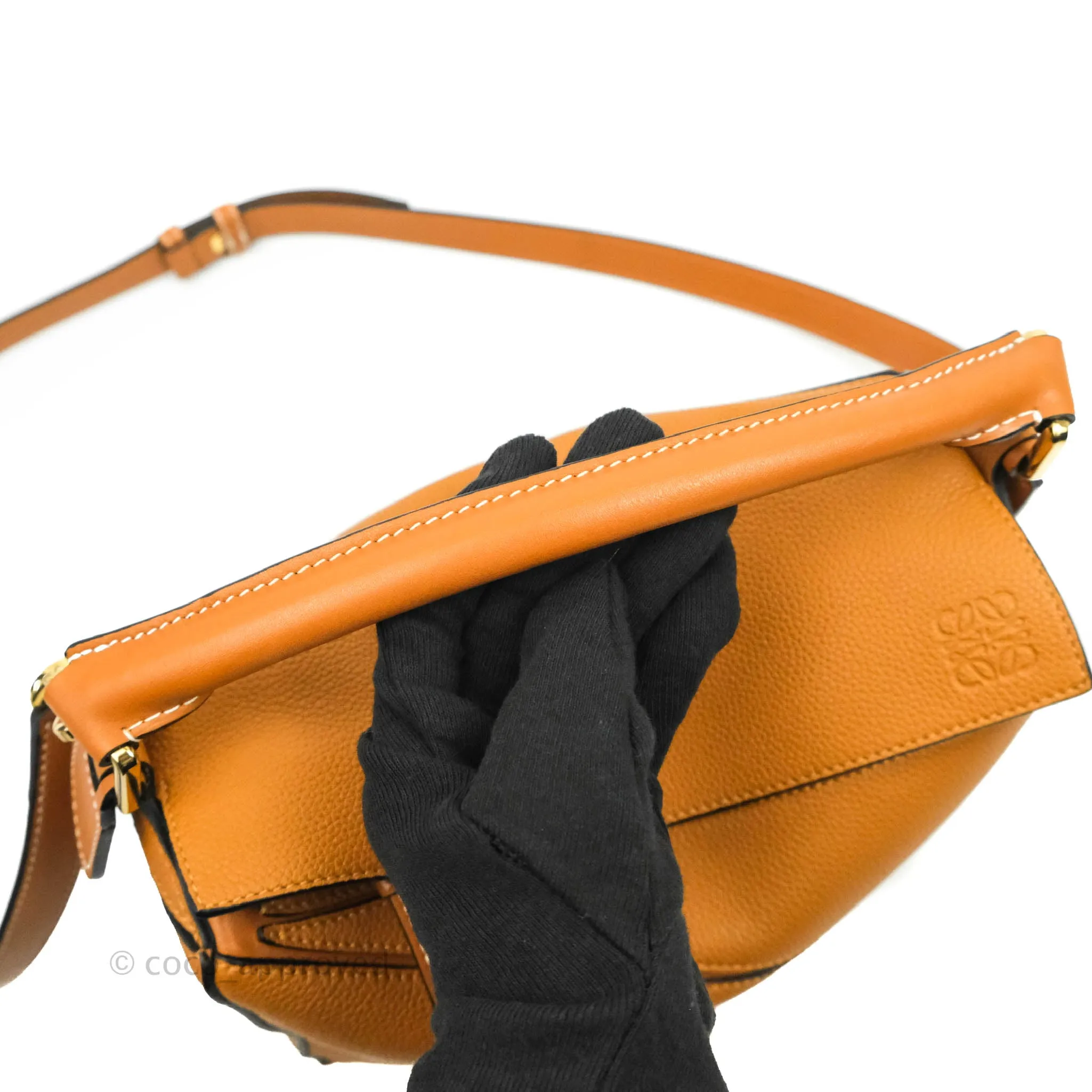Loewe Small Puzzle Bag Caramel Calfskin Gold Hardware