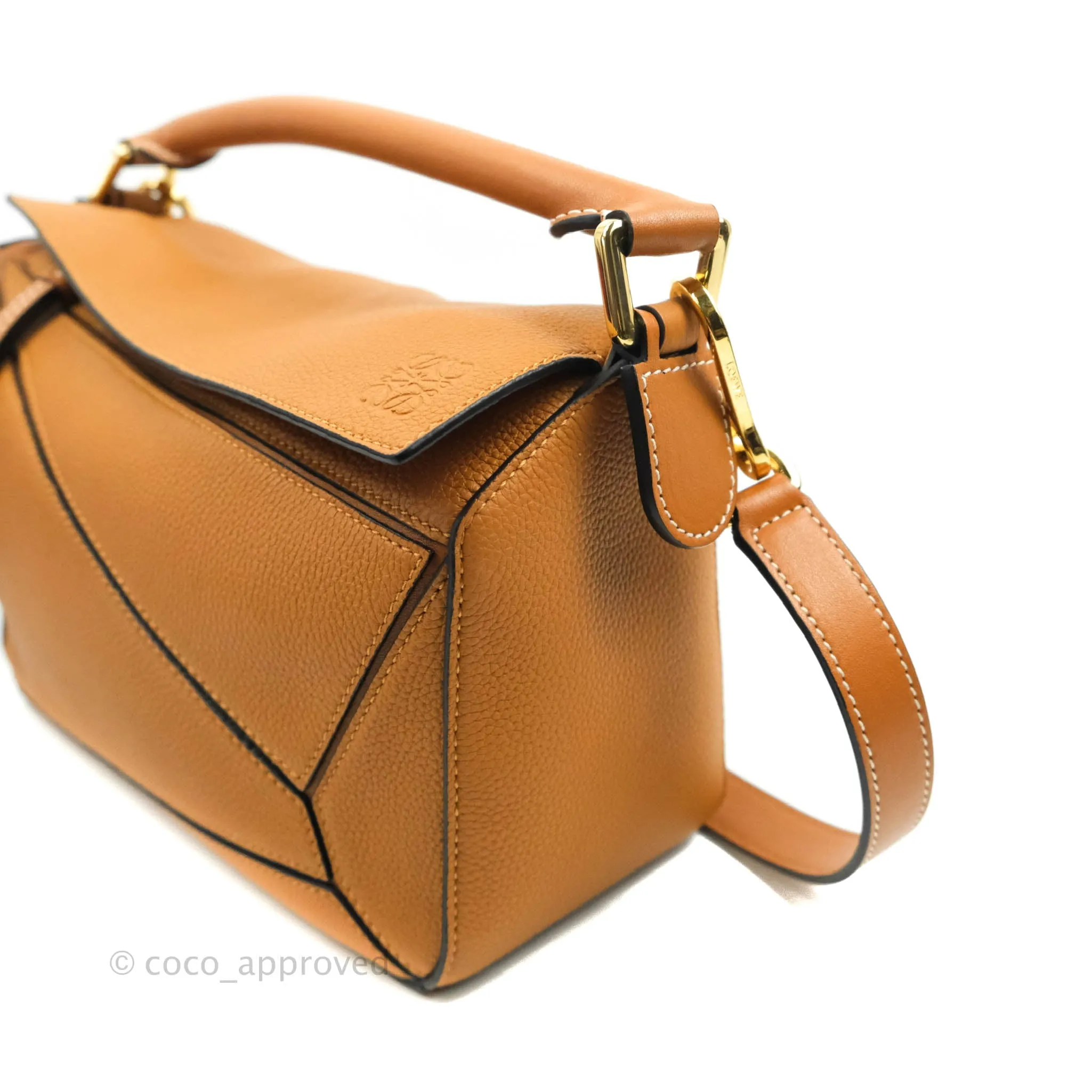 Loewe Small Puzzle Bag Caramel Calfskin Gold Hardware