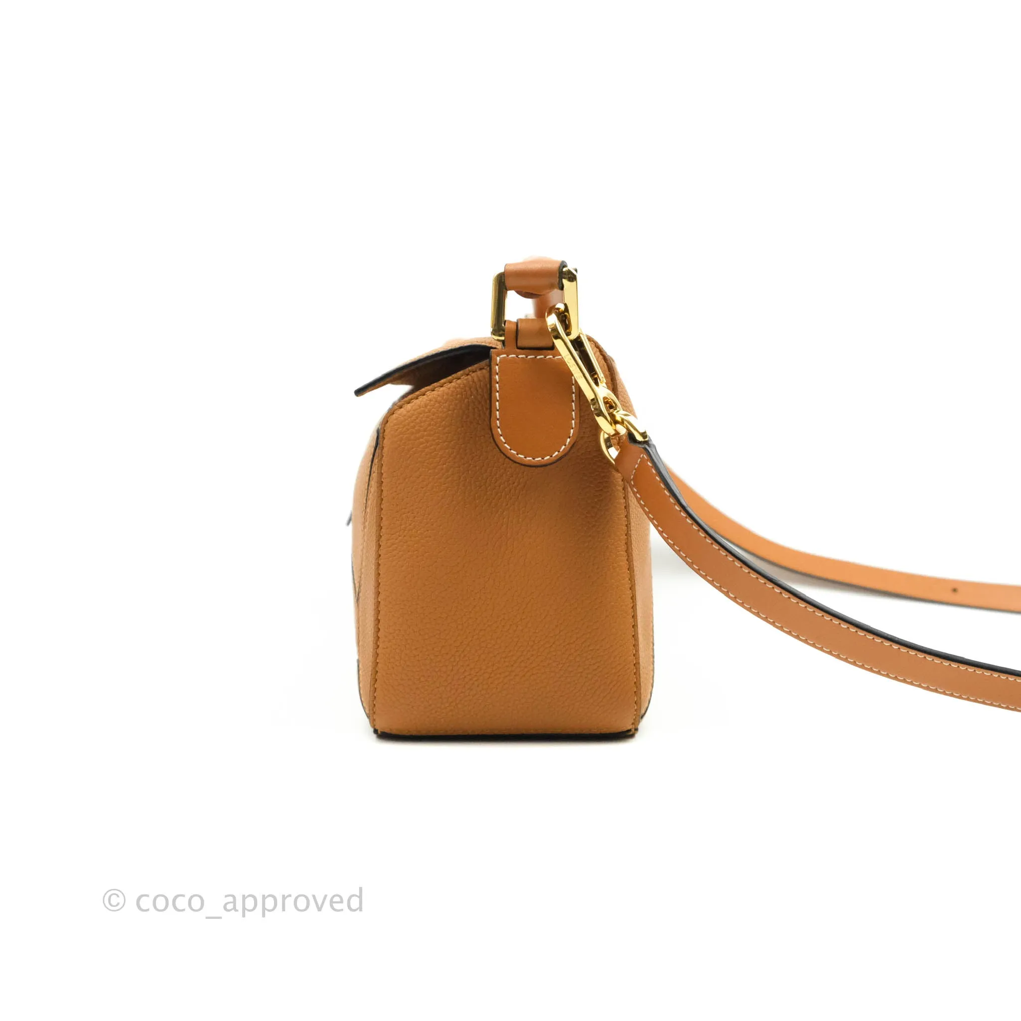 Loewe Small Puzzle Bag Caramel Calfskin Gold Hardware