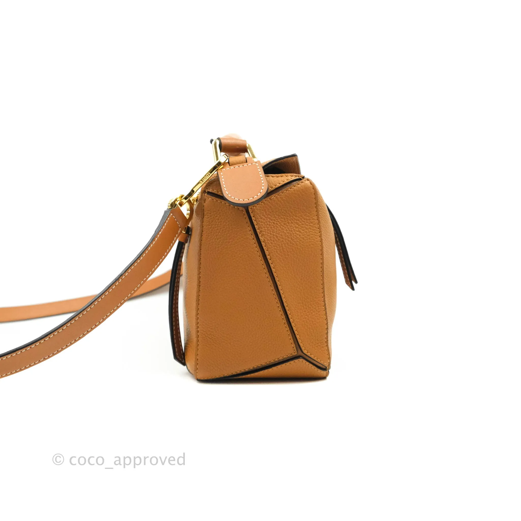 Loewe Small Puzzle Bag Caramel Calfskin Gold Hardware