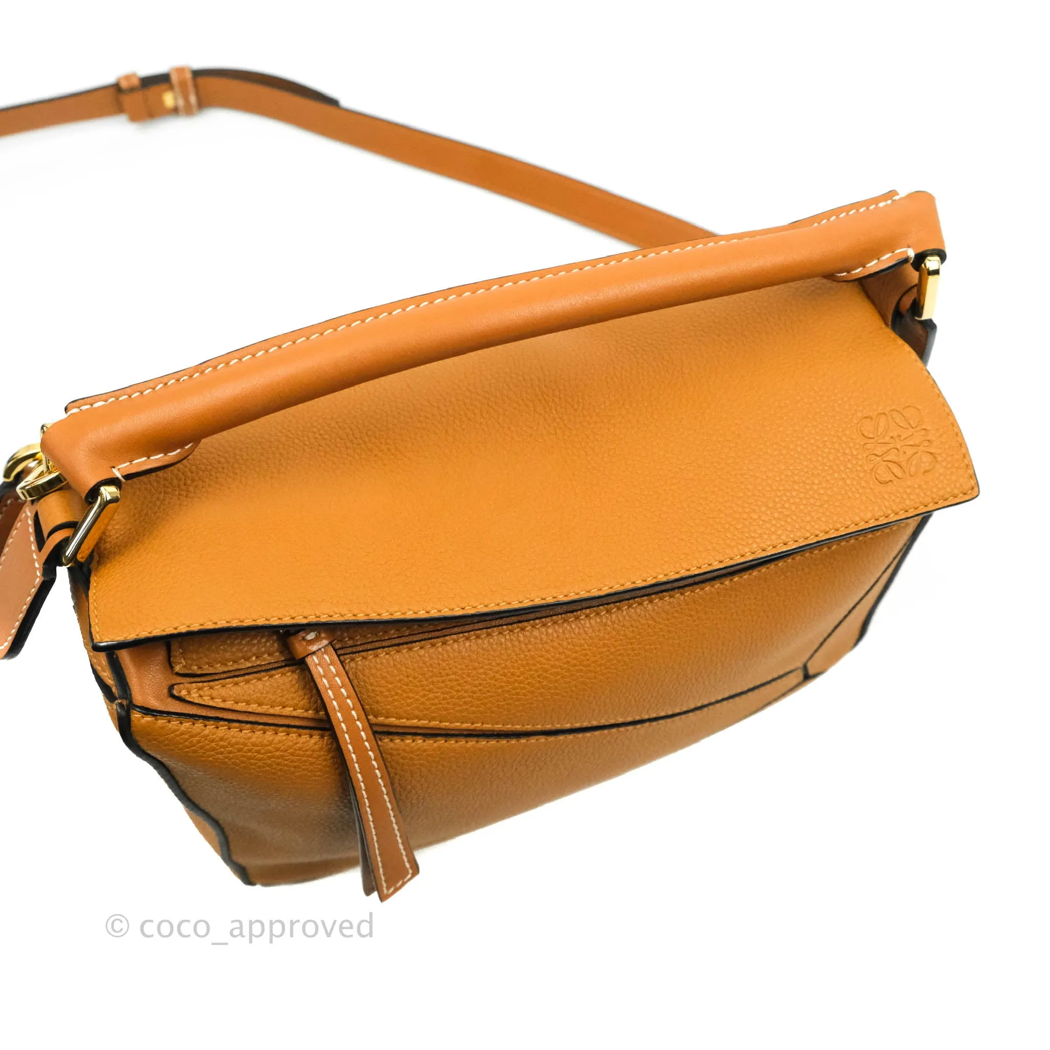 Loewe Small Puzzle Bag Caramel Calfskin Gold Hardware
