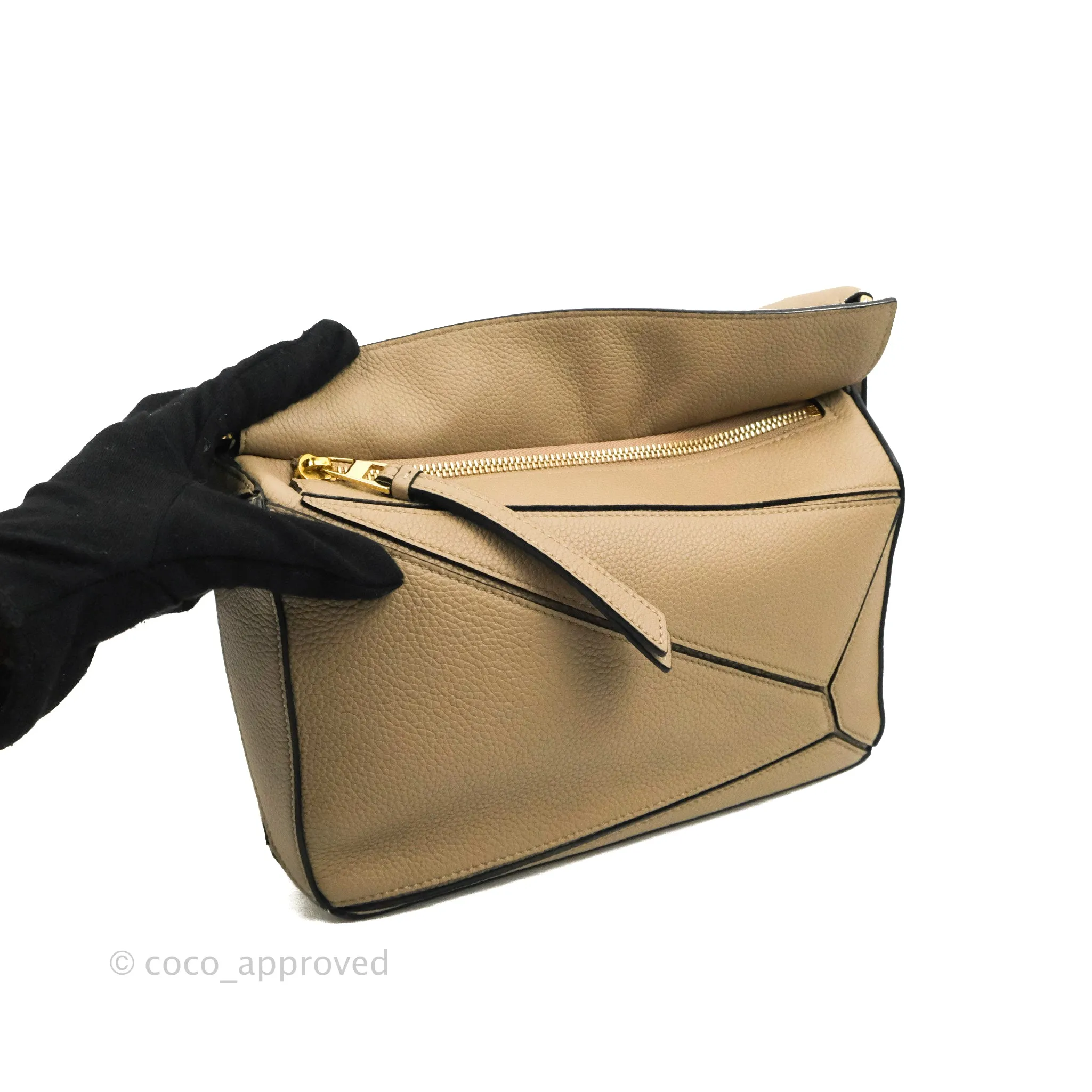 Loewe Small Puzzle Bag Sand Mink Grained Calfskin