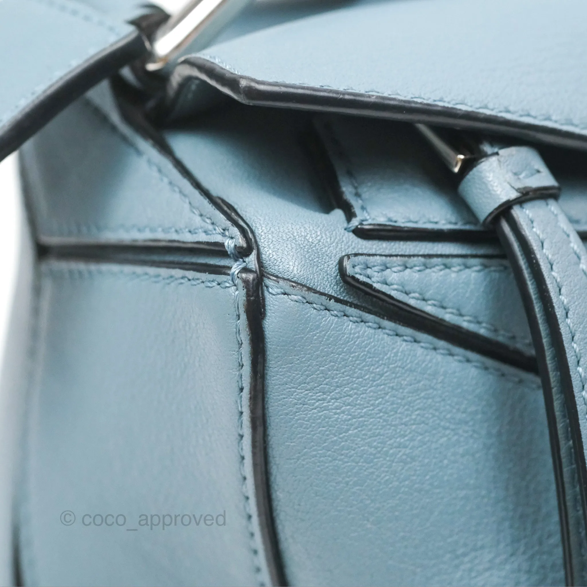 Loewe Small Puzzle Bag Stone Blue Calfskin