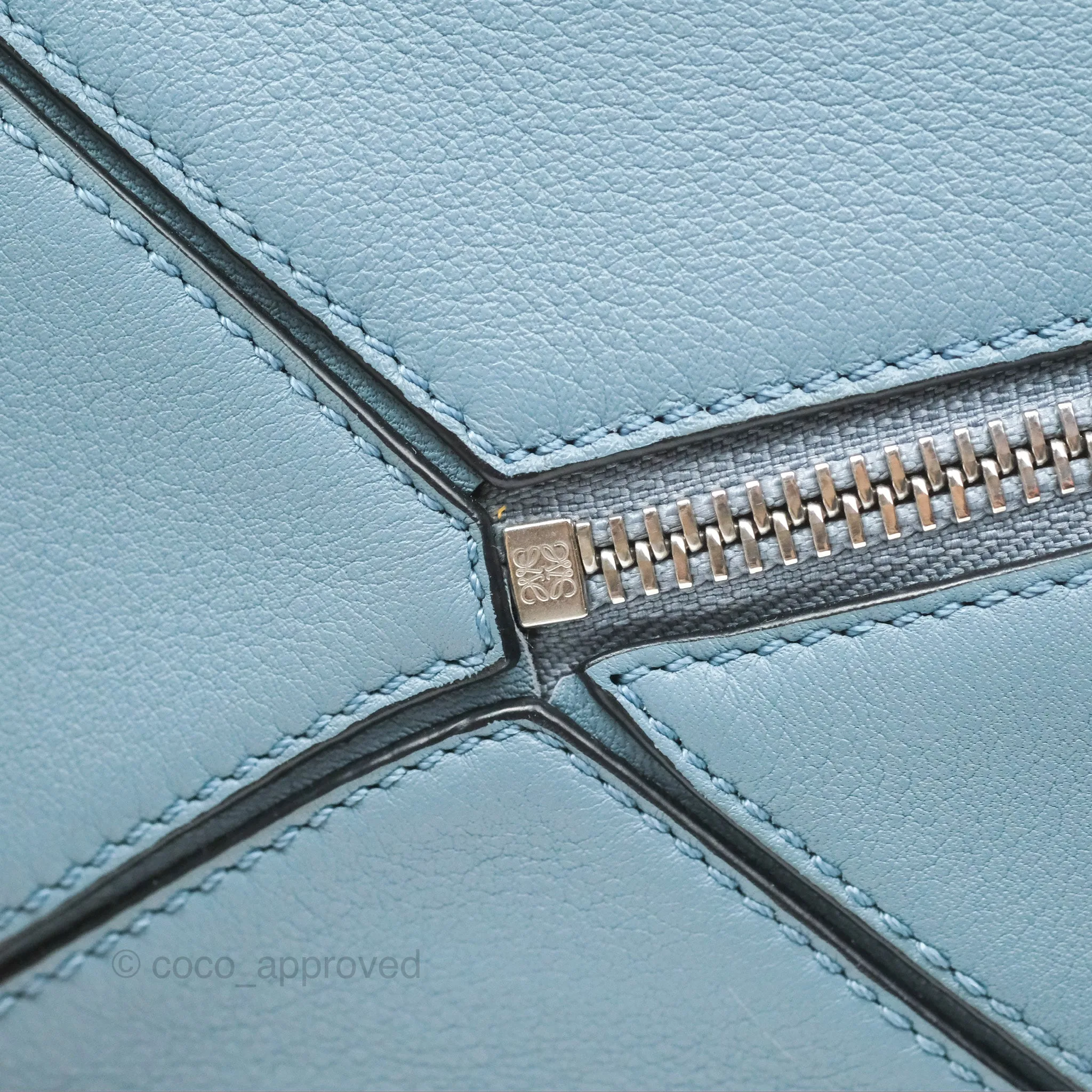 Loewe Small Puzzle Bag Stone Blue Calfskin