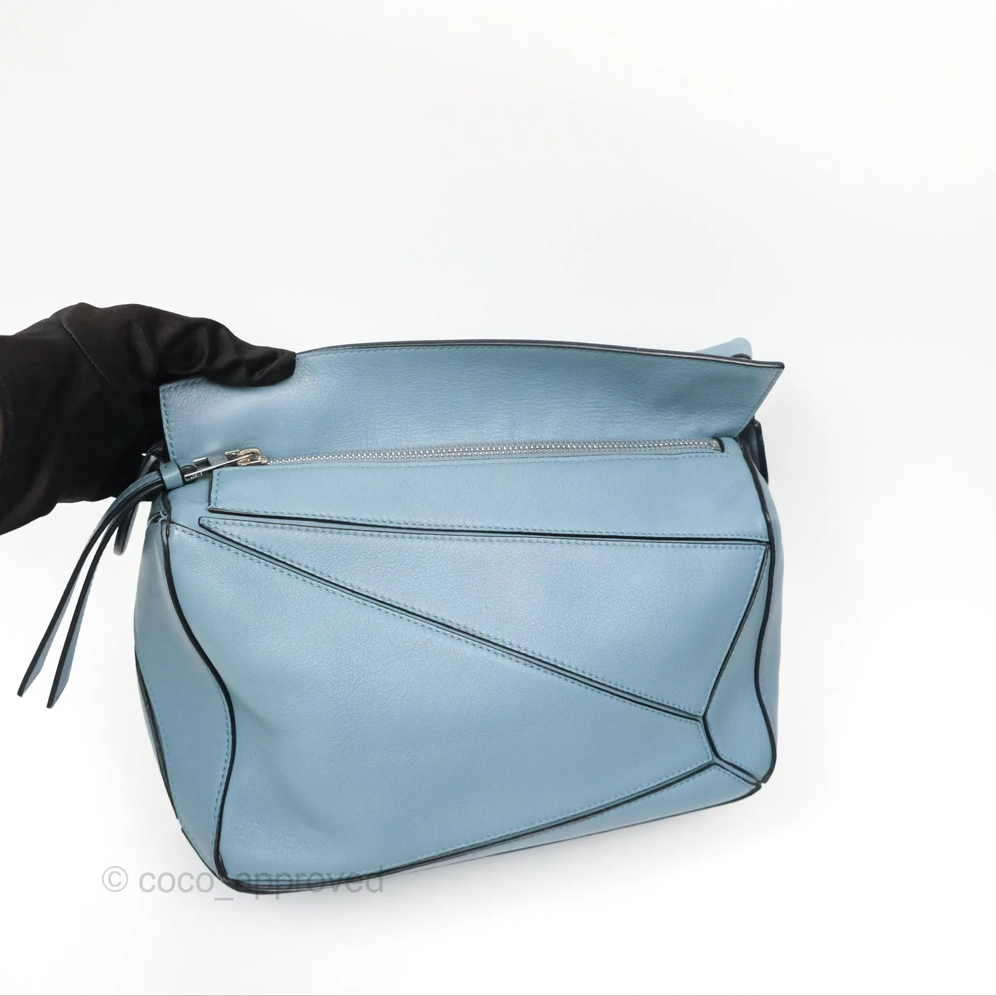 Loewe Small Puzzle Bag Stone Blue Calfskin
