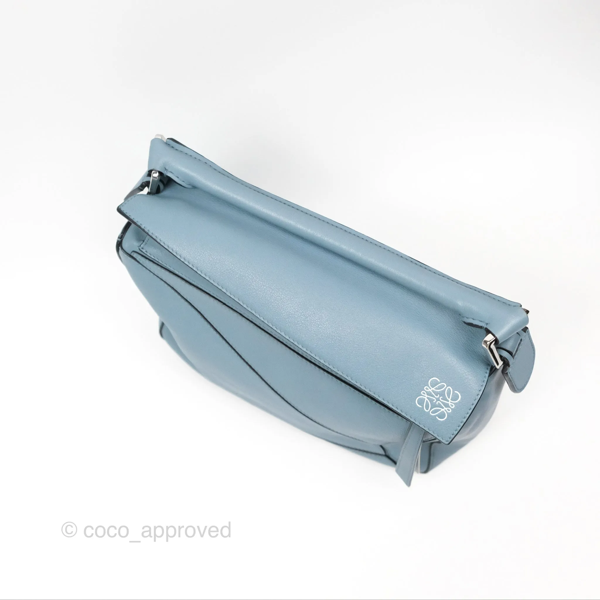 Loewe Small Puzzle Bag Stone Blue Calfskin